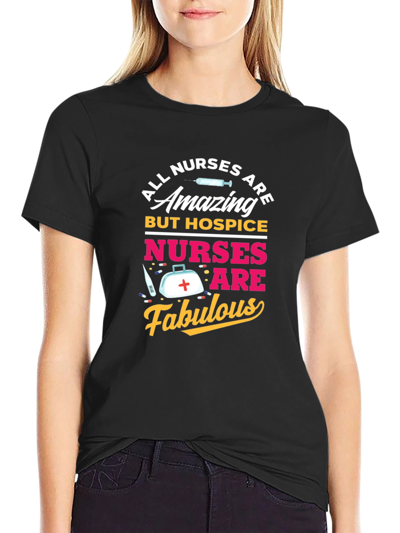 Black Hospice Nurse T-Shirt - All Nurses Are Amazing view 2