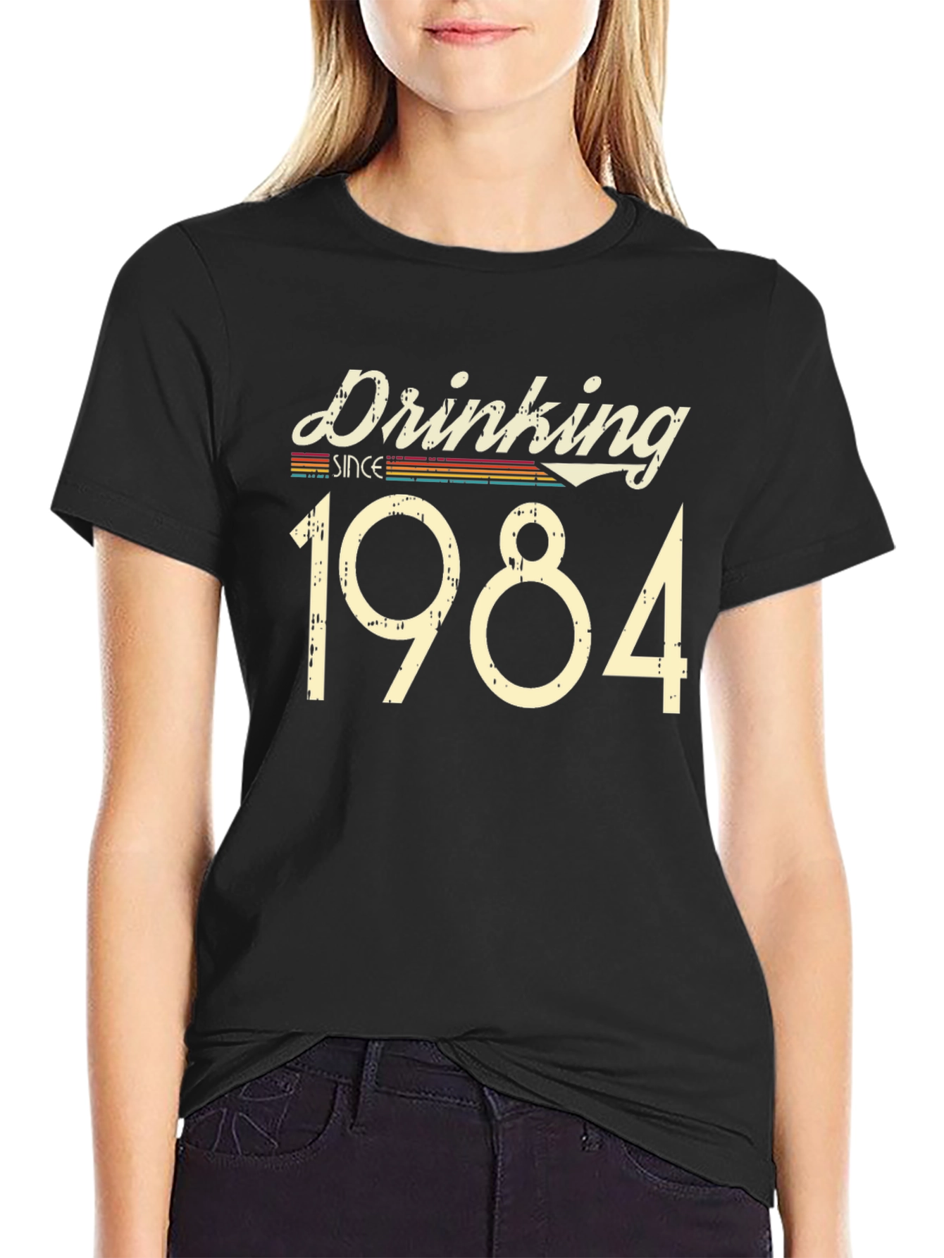 Black Drinking Since 1984 Black Graphic T-Shirt view 2