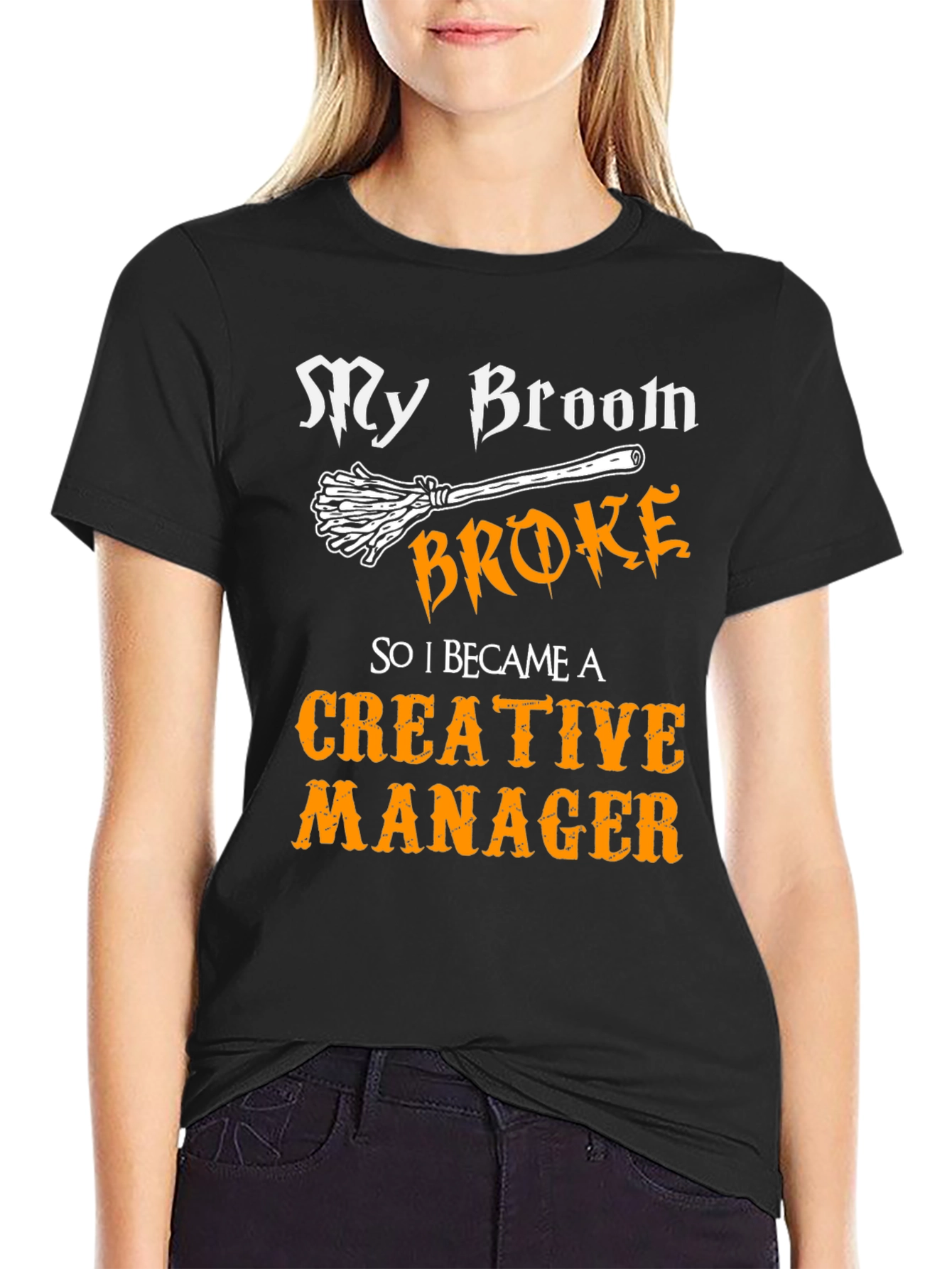 Black Creative Manager T-Shirt - Funny Halloween Design view 2