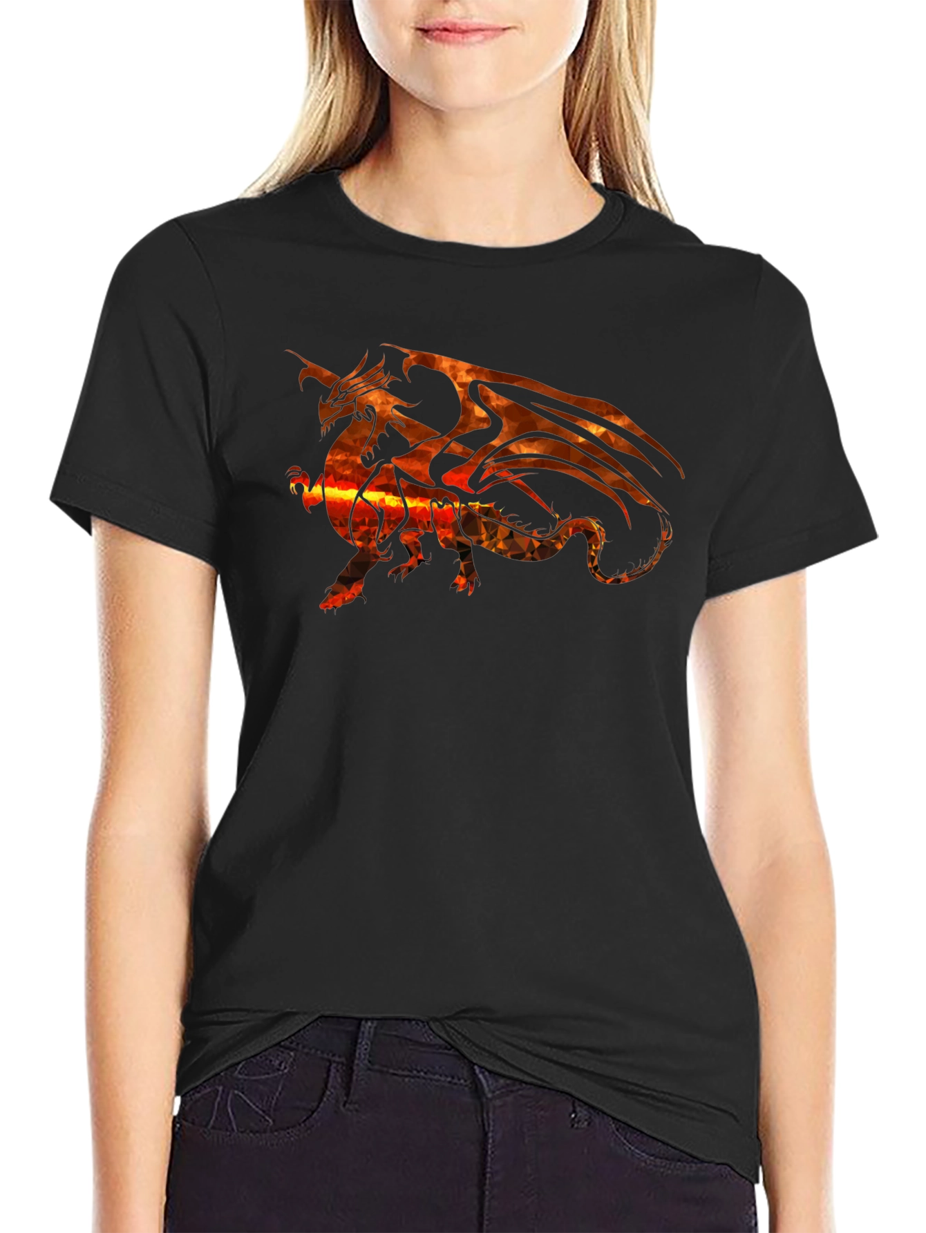 Black Fiery Dragon Graphic Tee - Black view 2
