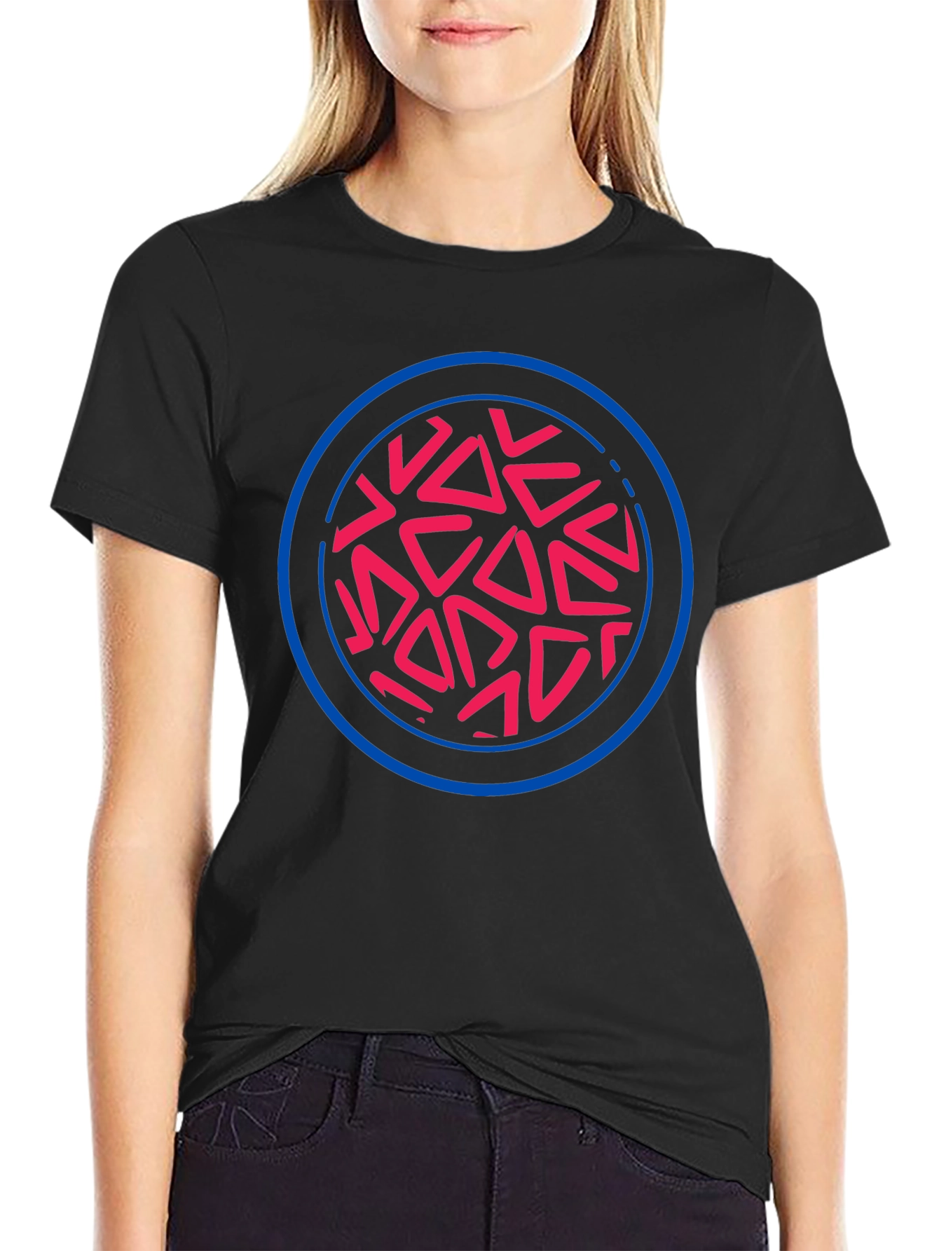 Abstract Circle Graphic Tee - Black - 2