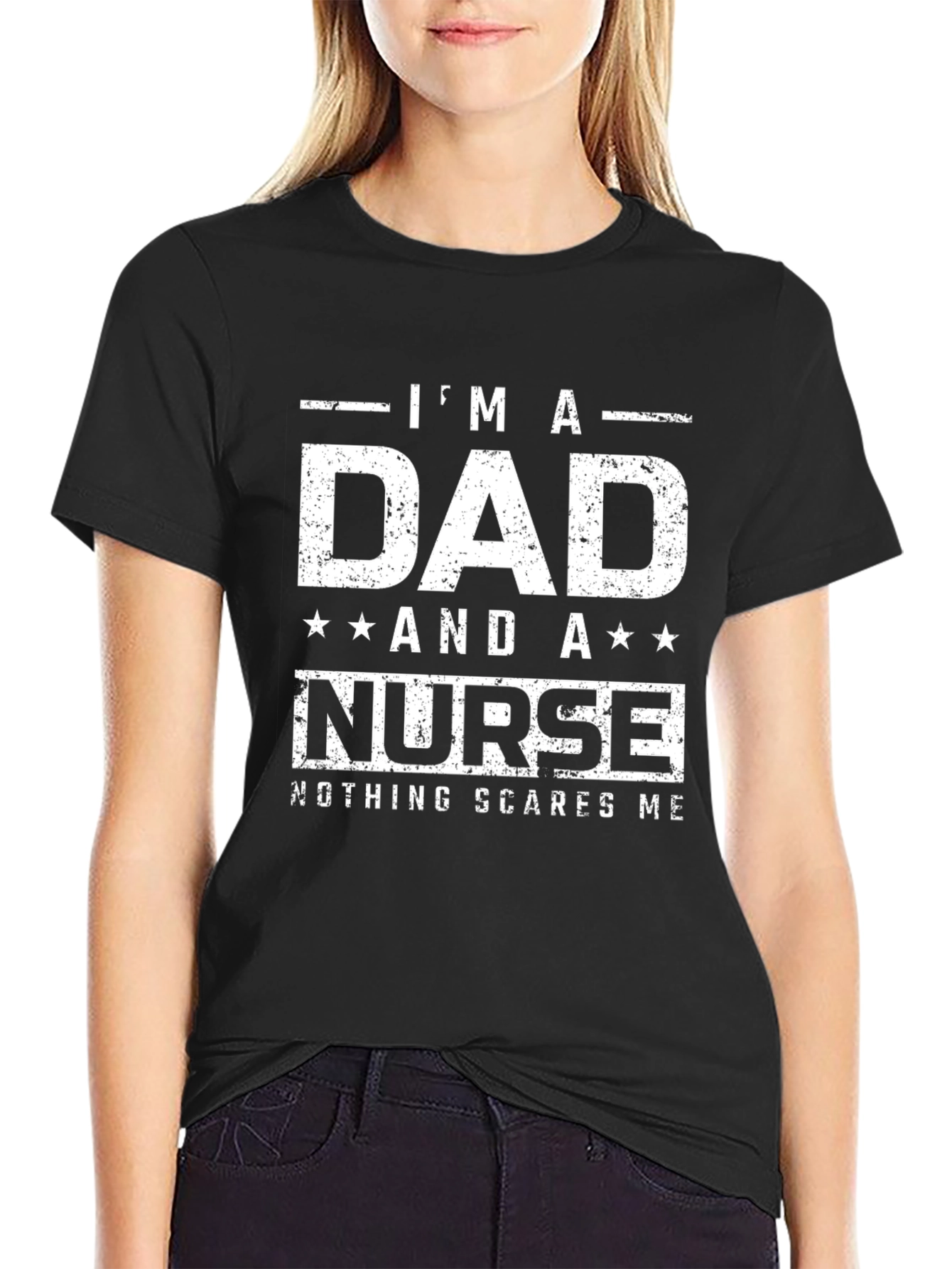 Black I'm A Dad And A Nurse T-Shirt view 2