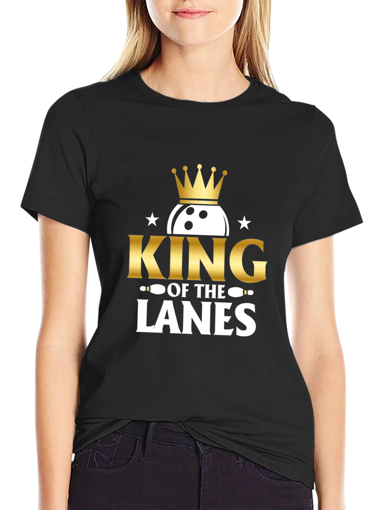 Black King of the Lanes Bowling T-Shirt view 2