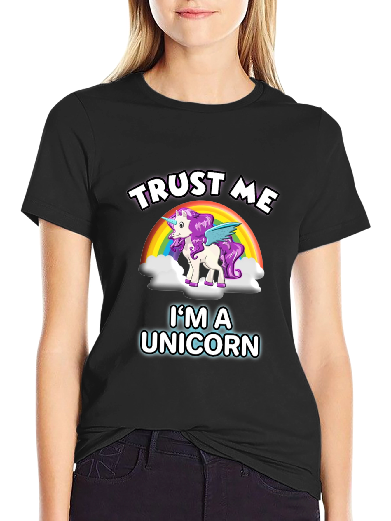 Black Trust Me I'm A Unicorn T-Shirt view 2