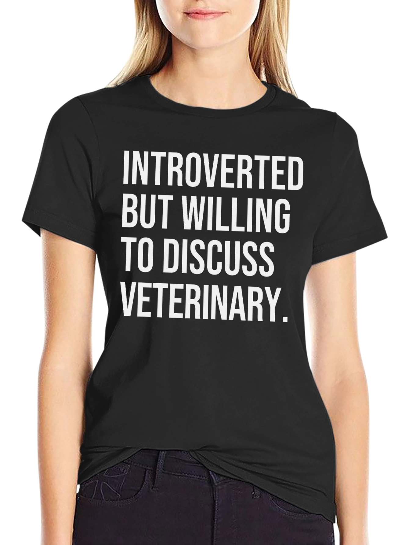 Black Introverted Vet T-Shirt - Discuss Veterinary Medicine view 2