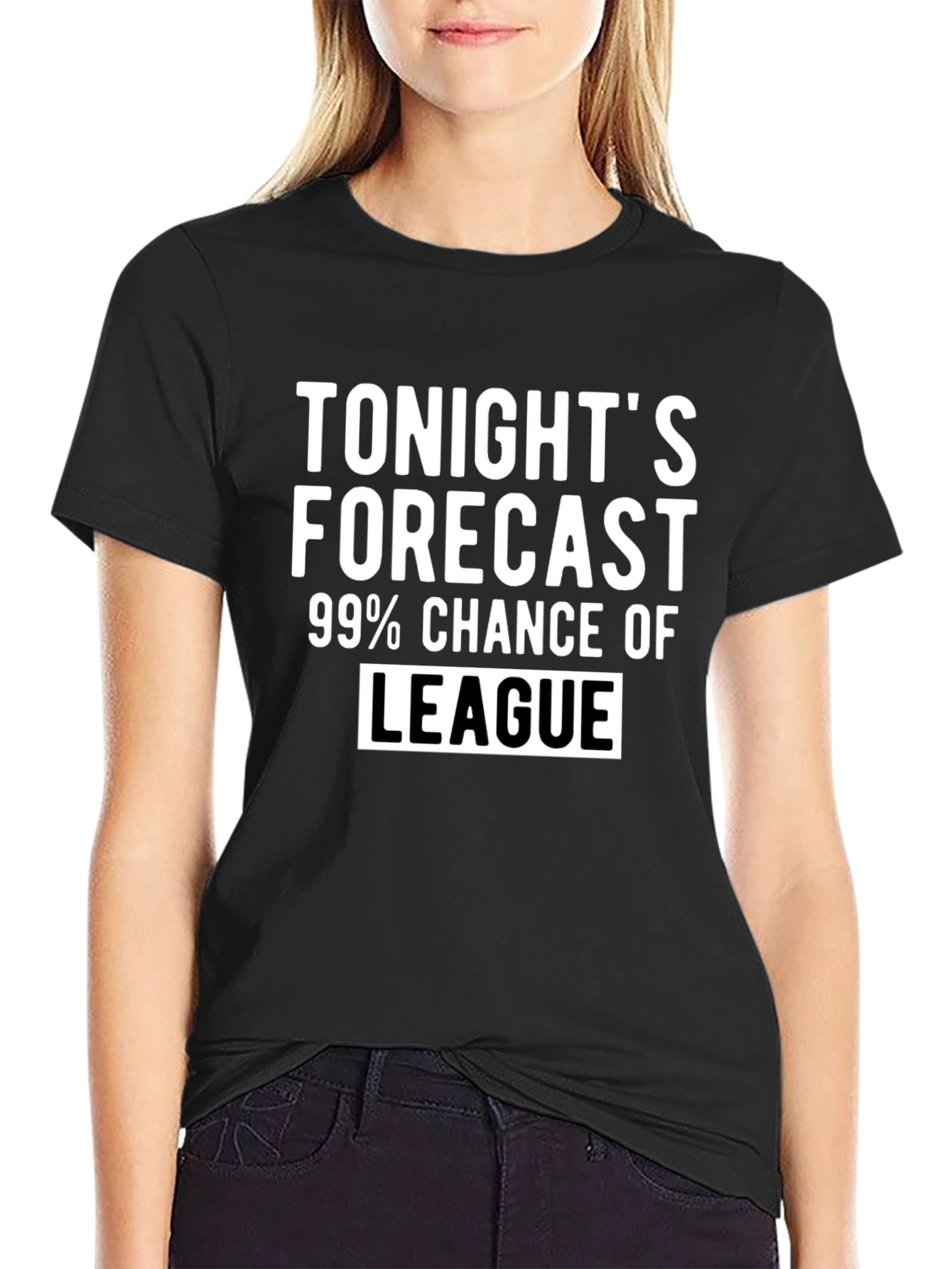Black Funny Tonight's Forecast League T-Shirt view 2