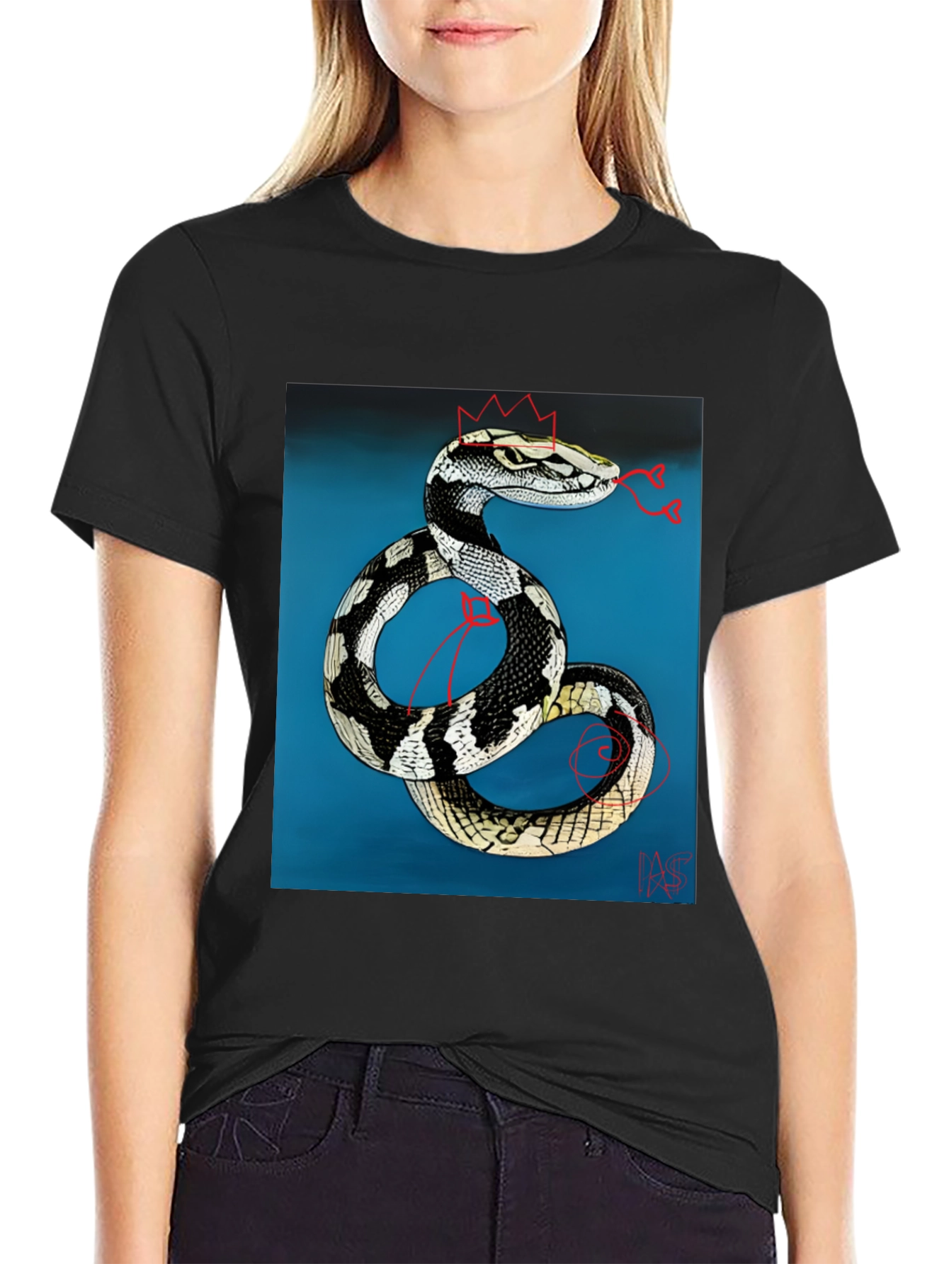 Black Snake King T-Shirt - Black Graphic Tee view 2