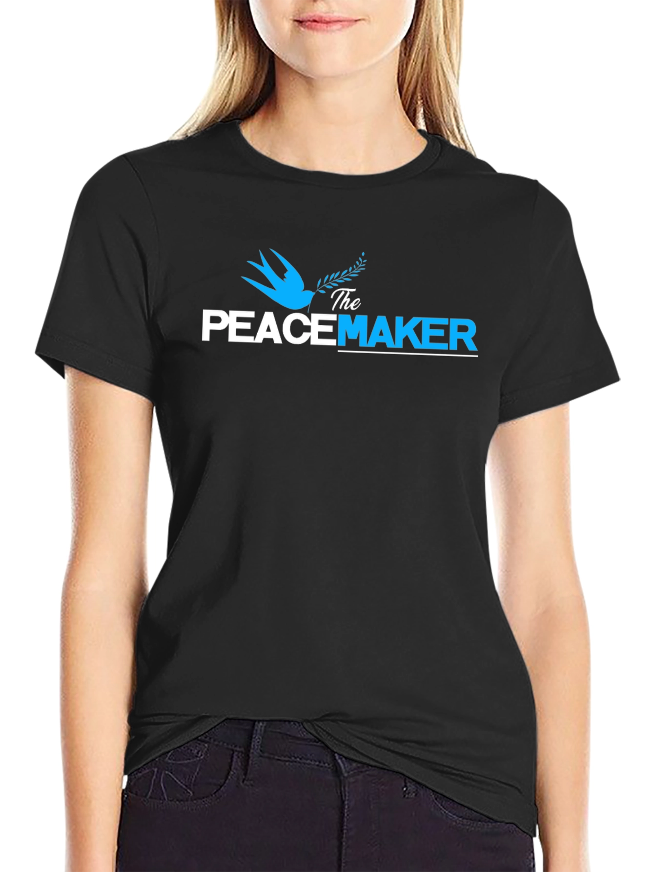 Black The Peacemaker Graphic Print Crew Neck T-Shirt view 2