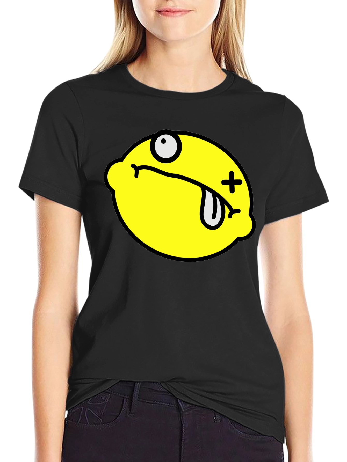 Black Funny Dead Lemon Graphic T-Shirt - Black view 2