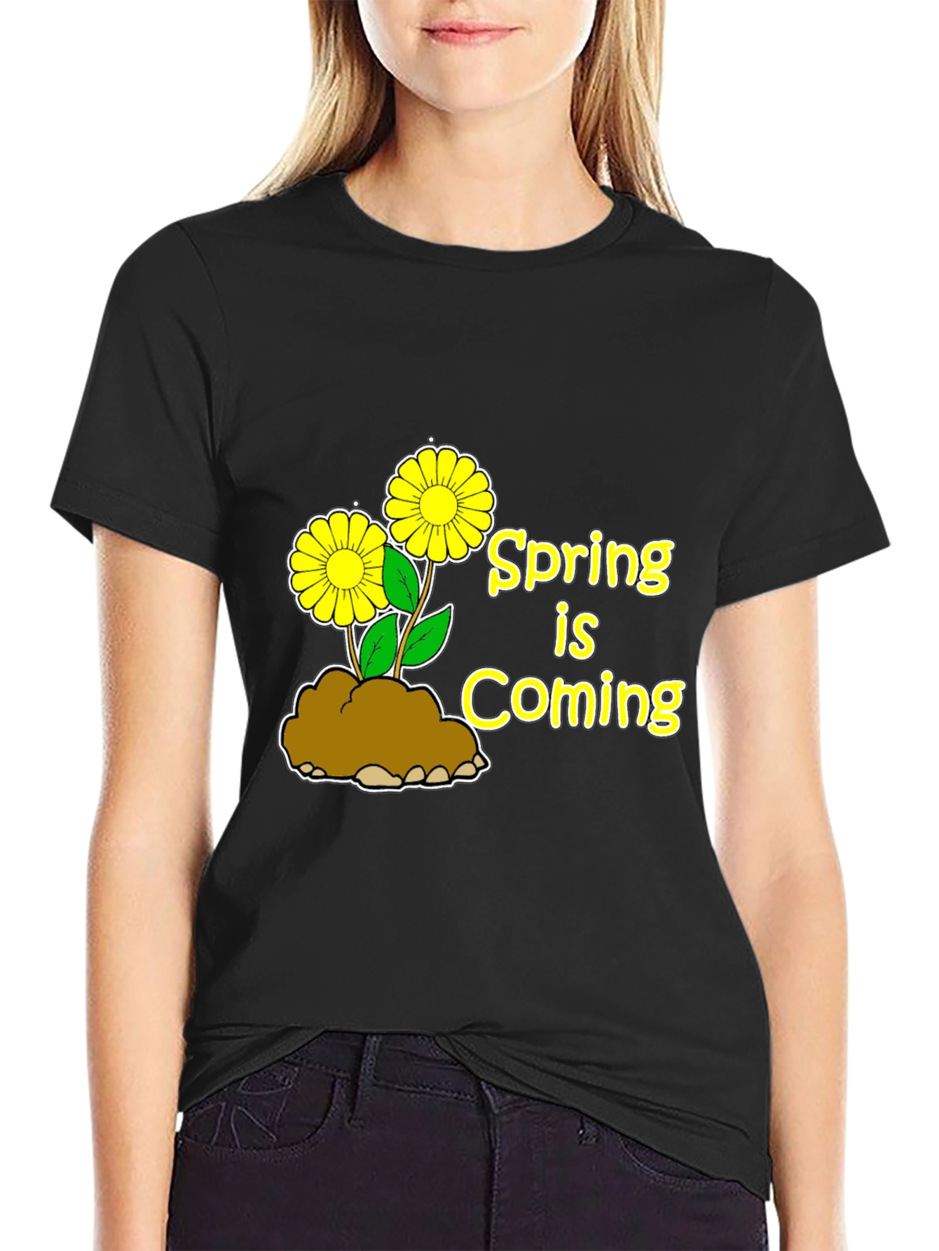 Black Spring Is Coming Graphic Tee view 2