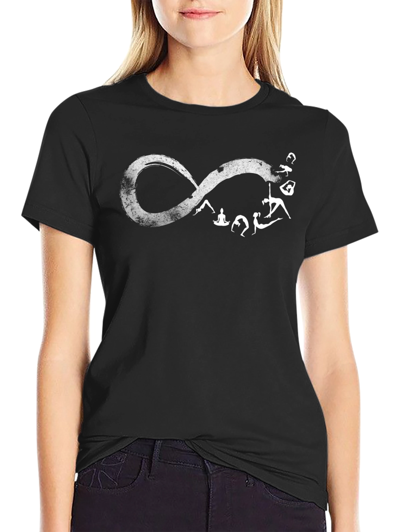 Black Yoga Infinity T-Shirt - Unisex Black Tee view 2