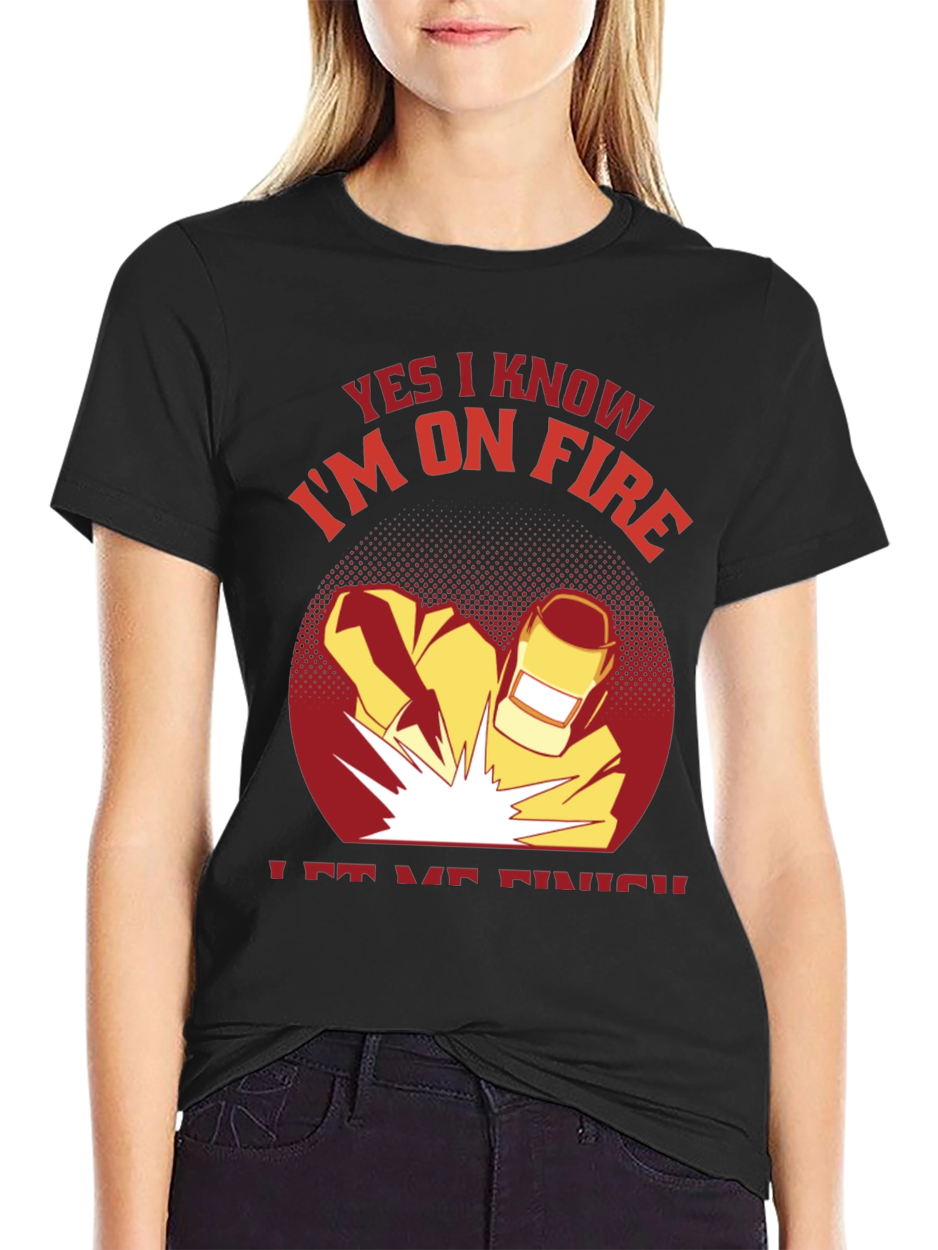 Black Welder On Fire Black T-Shirt view 2