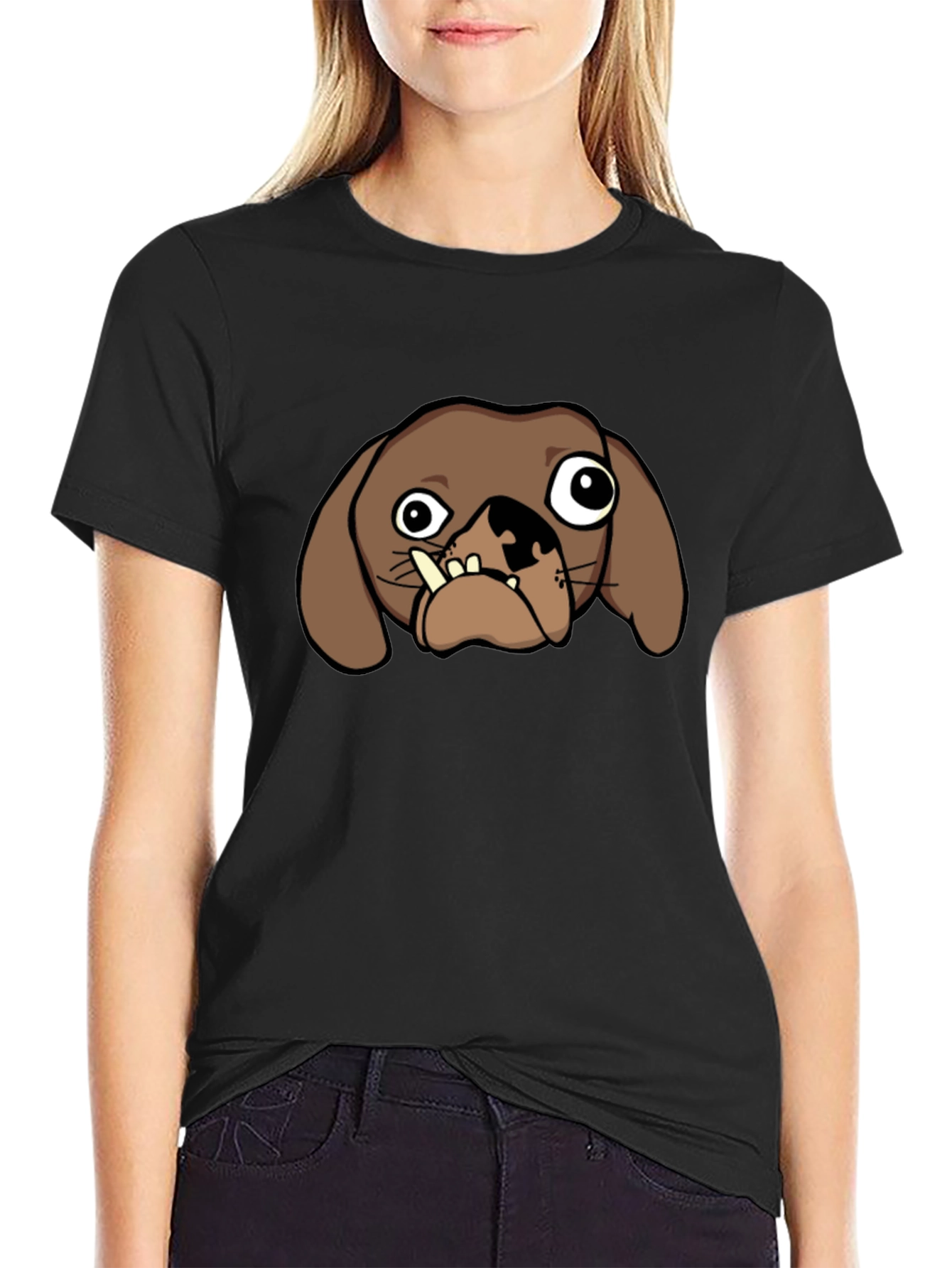 Black Funny Dog Graphic Tee - Black view 2