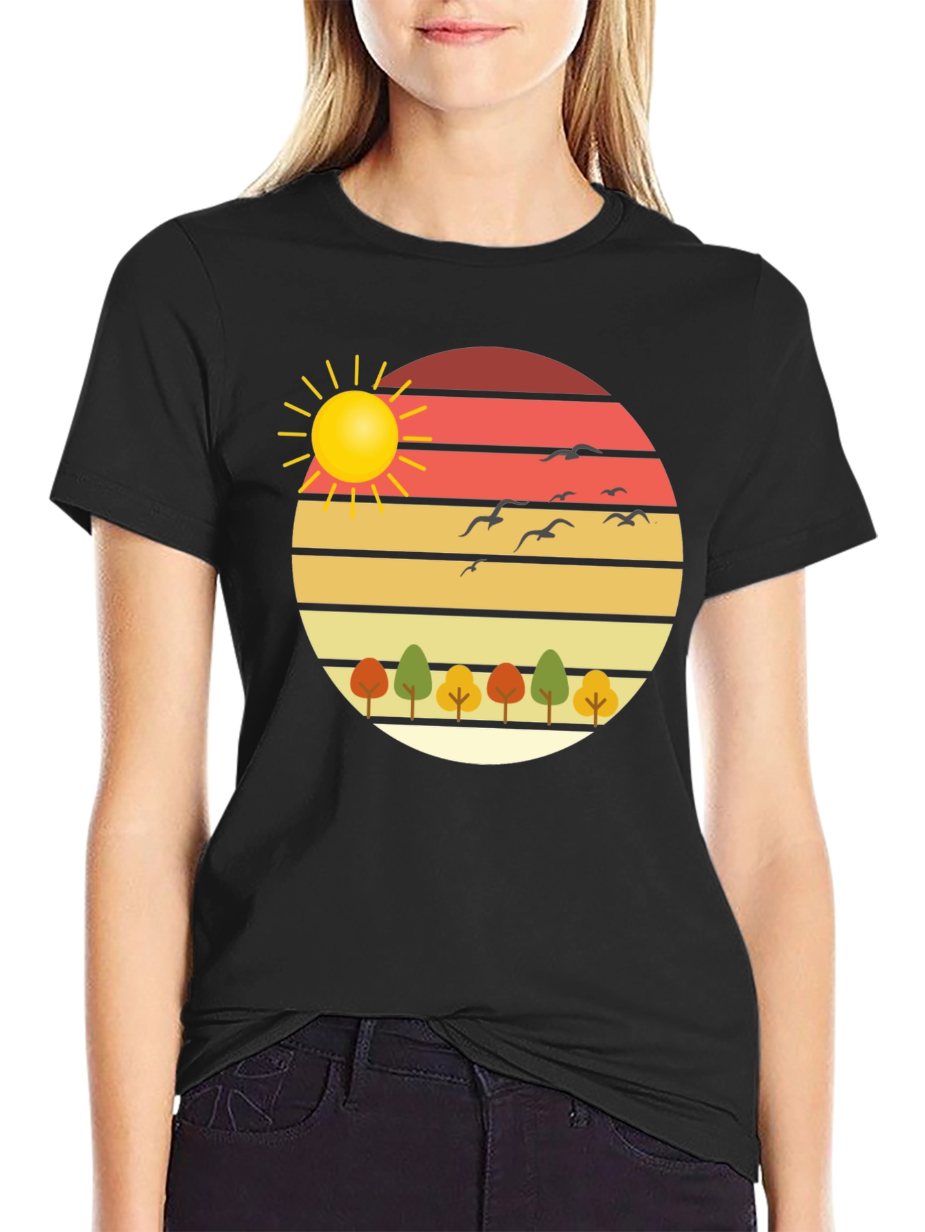 Black Nature Sunset Graphic Tee - Stylish Comfort view 2