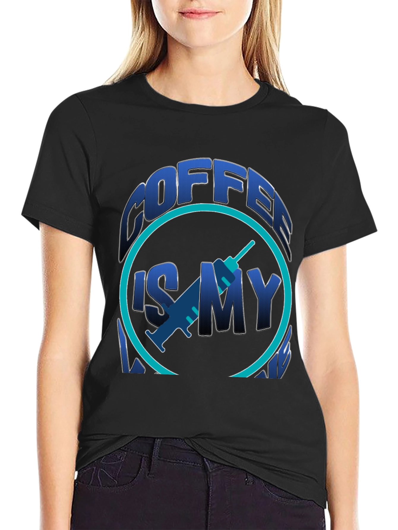 Black Coffee is My Vaccine Black Graphic Tee view 2