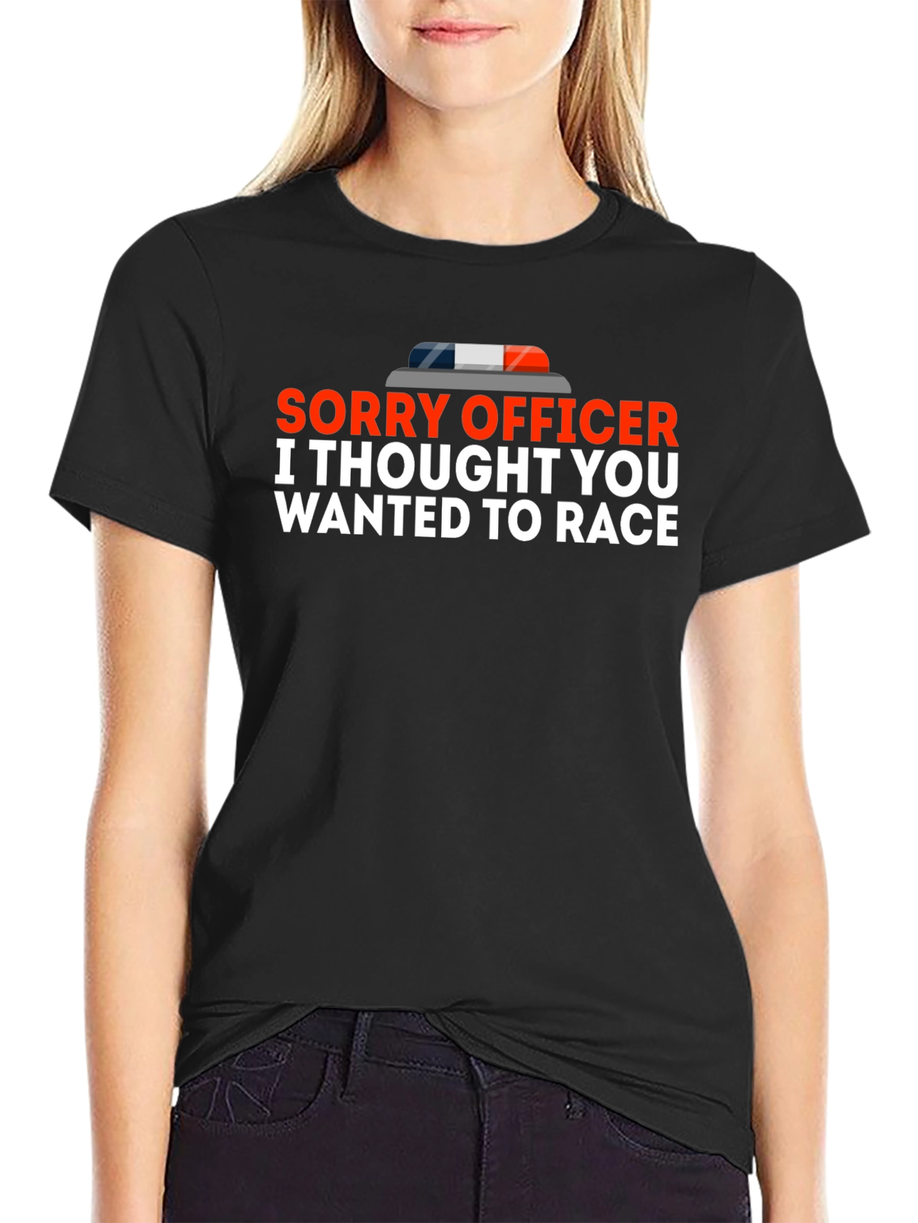 Black Sorry Officer T-Shirt Funny Racing Tee view 2