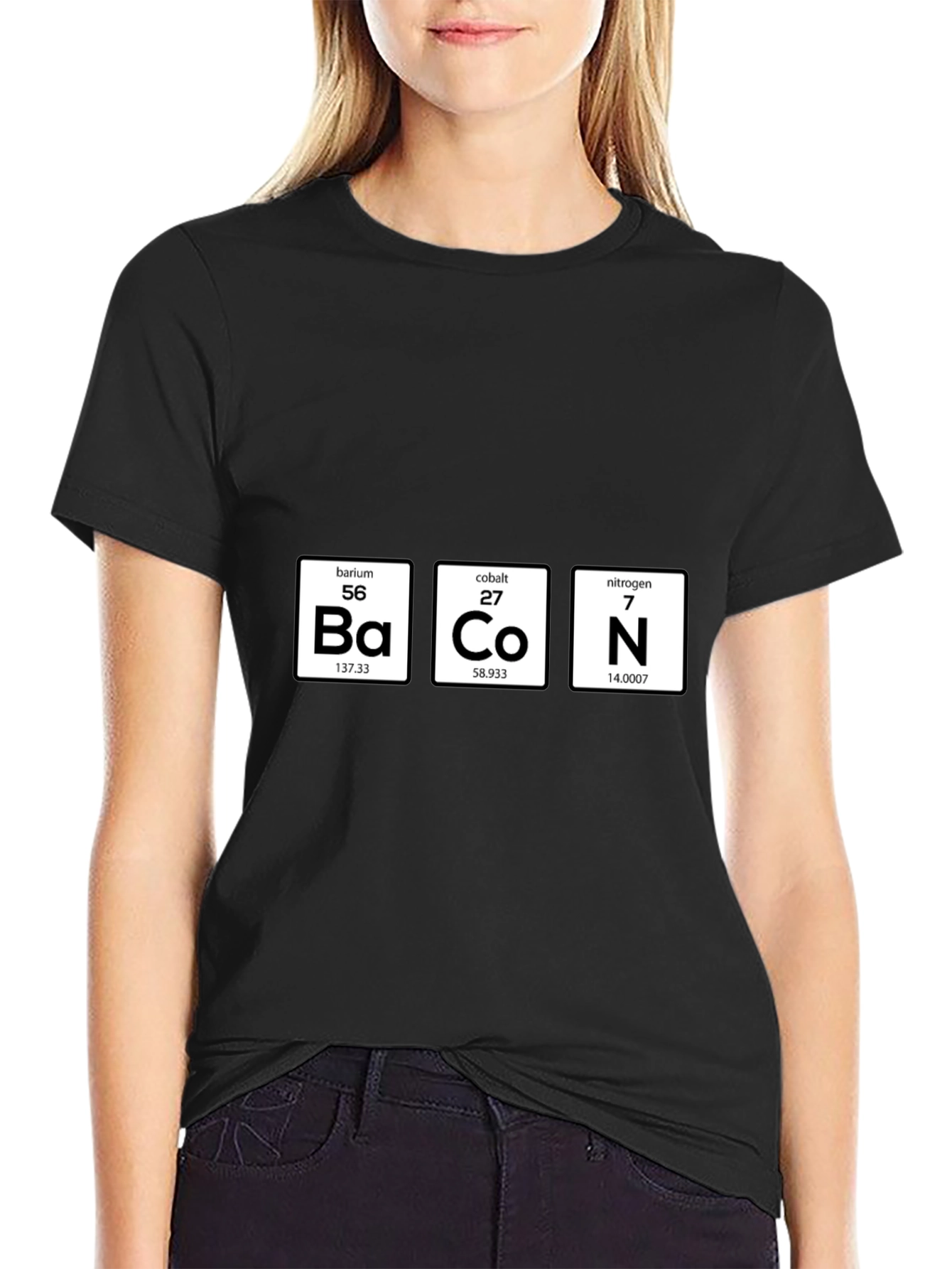 Black Bacon Periodic Table Funny T-Shirt view 2
