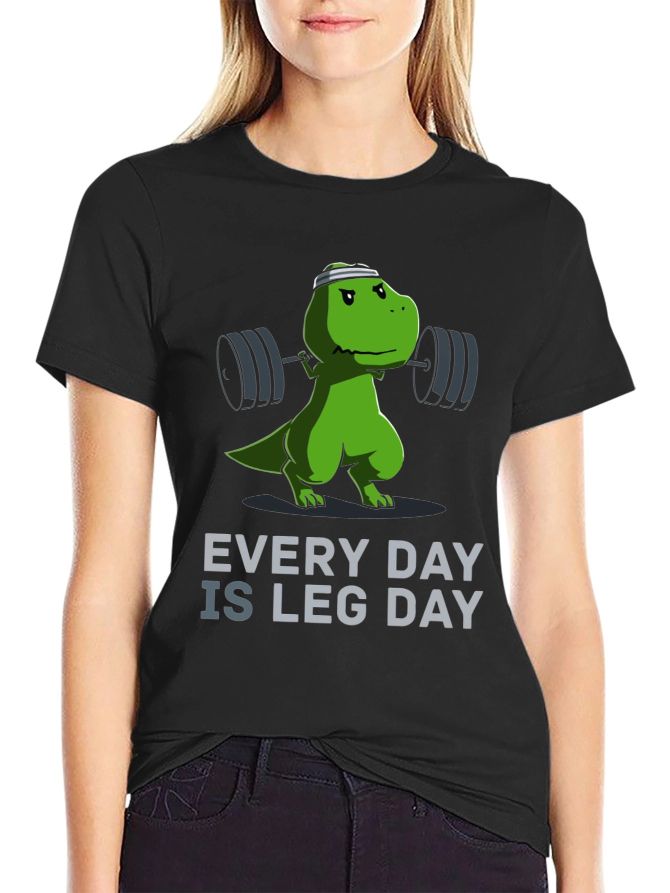 Black Dino Leg Day T-Shirt - Every Day Is Leg Day! view 2