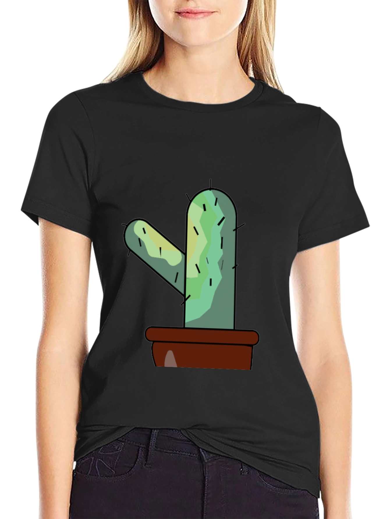 Black Cactus Graphic Tee - Trendy Unisex Style view 2