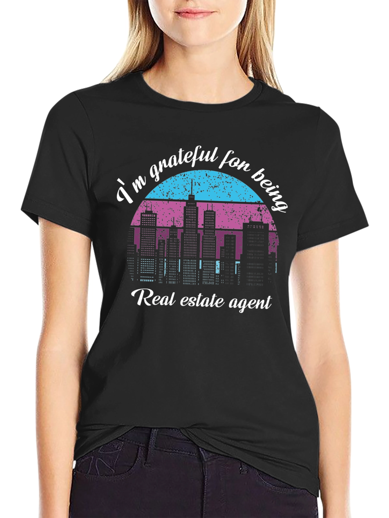 Black Grateful Real Estate Agent Black T-Shirt view 2