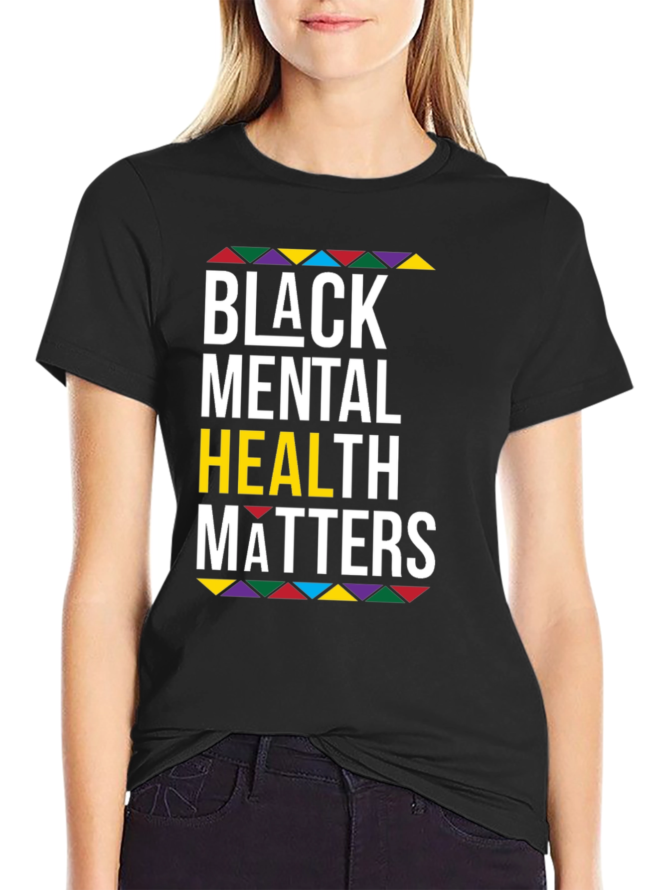 Black Black Mental Health Matters Graphic T-Shirt view 2