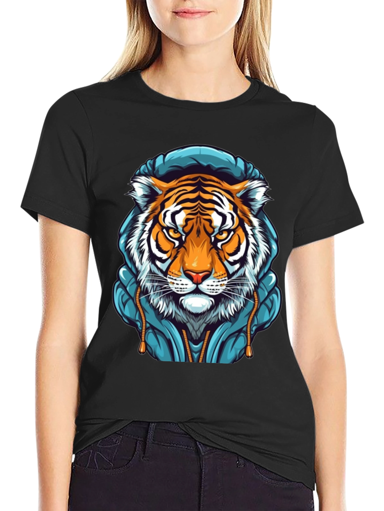 Tiger Hoodie T-Shirt - Cool Graphic Tee - 2