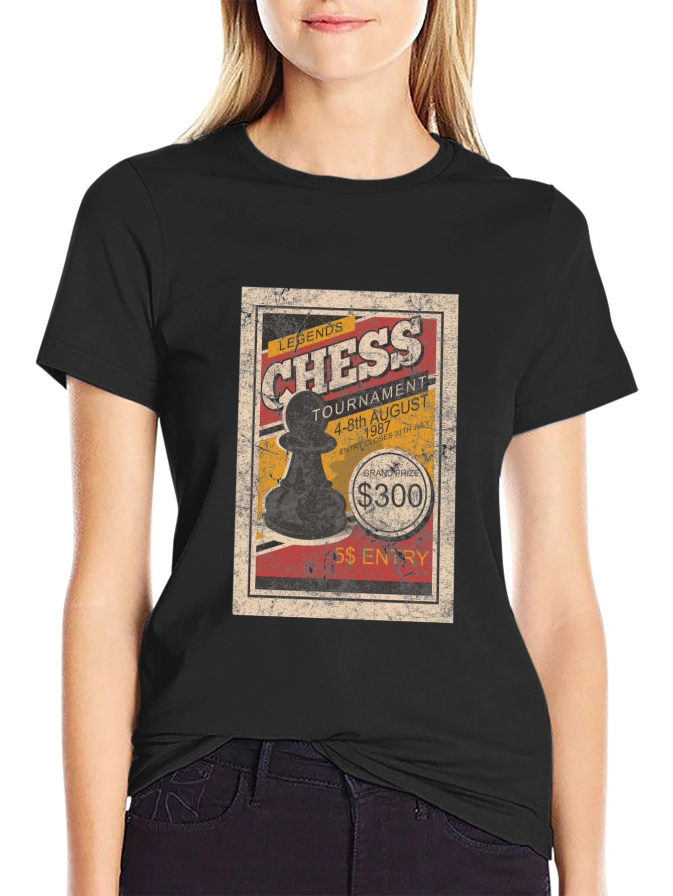 Black Chess Legends Tournament T-Shirt - Vintage Style view 2