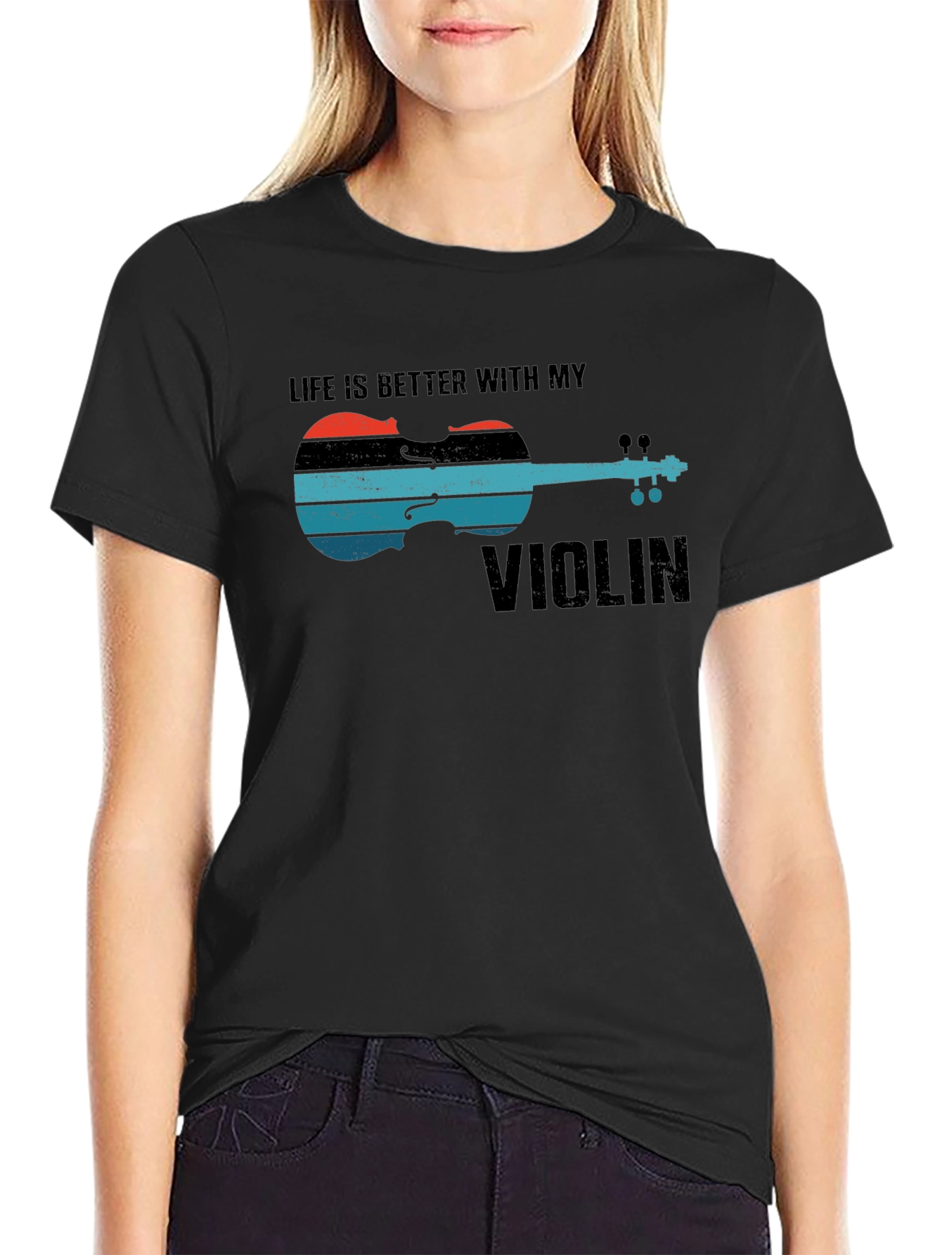 Black Life is Better with My Violin Graphic Tee view 2