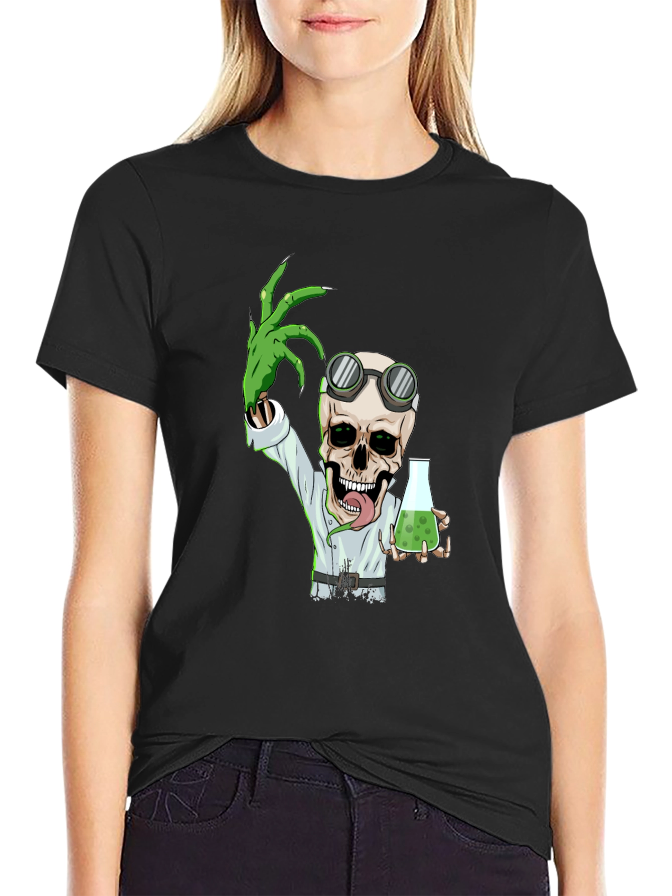 Black Mad Scientist Skeleton T-Shirt view 2