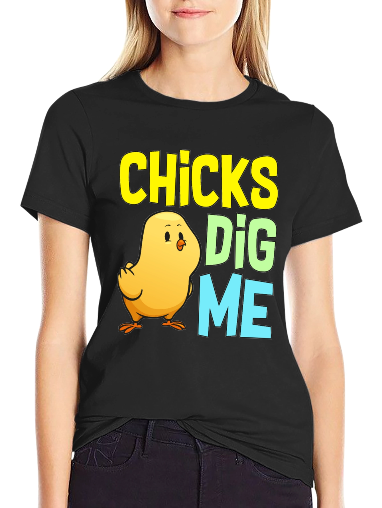 Black Chicks Dig Me Easter Chick T-Shirt view 2