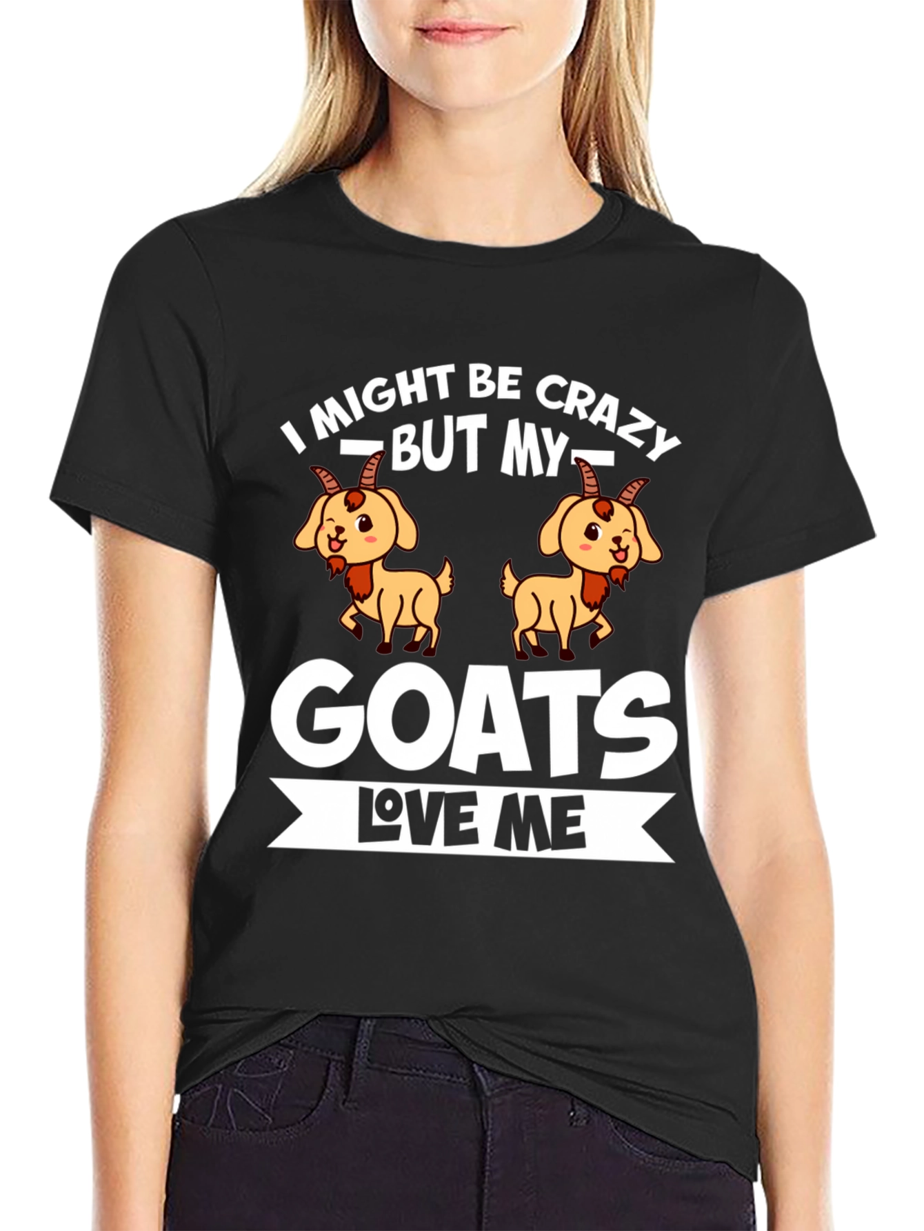 Black Crazy Goat Lover Graphic Tee - Soft Cotton view 2