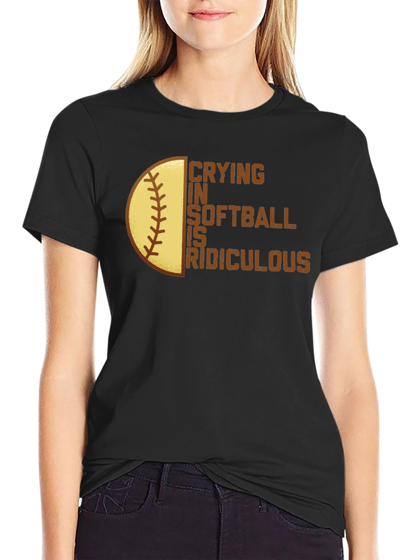 Black Crying in Softball is Ridiculous T-Shirt view 2