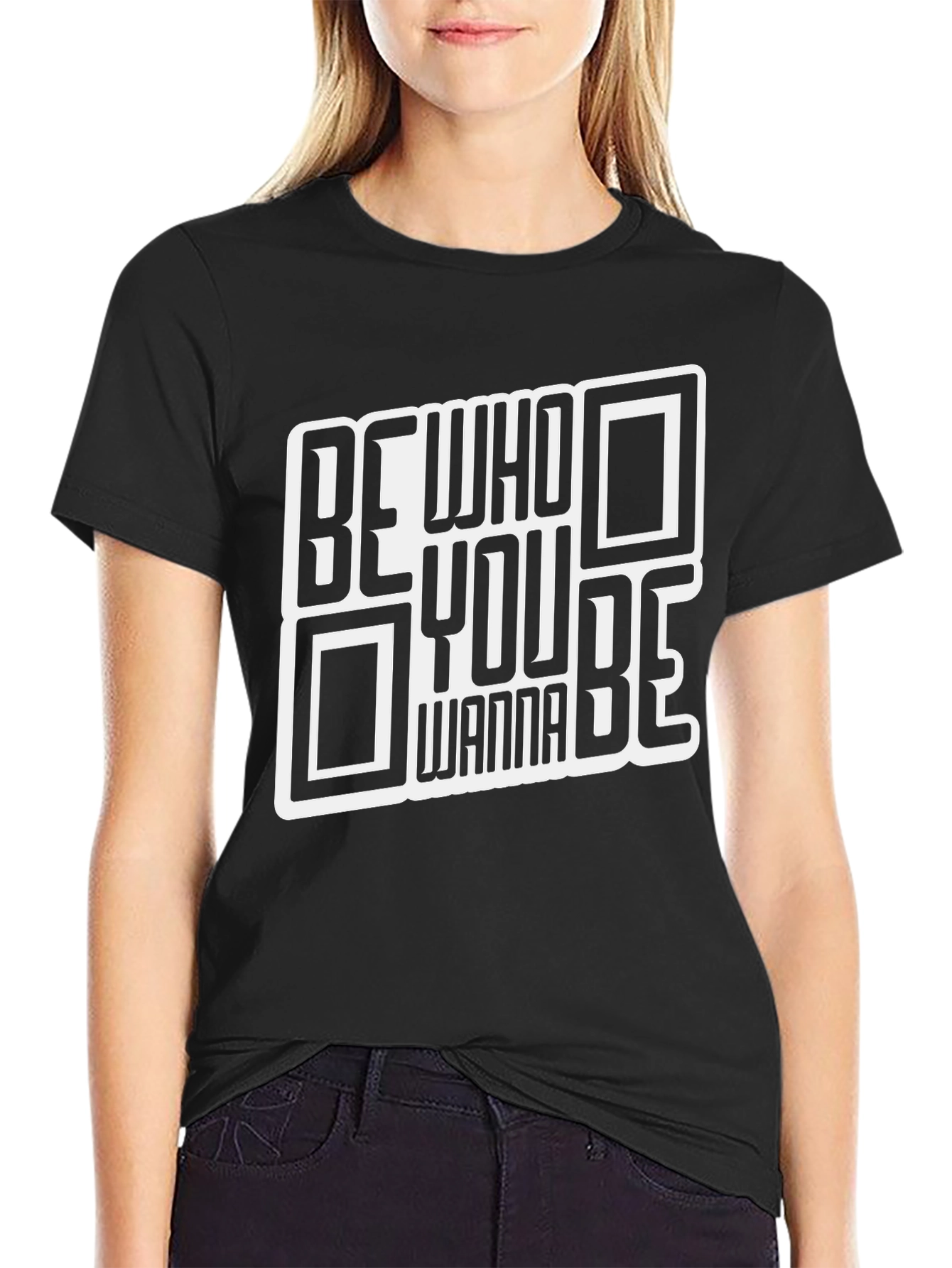 Black Be Who You Wanna Be Graphic Tee view 2