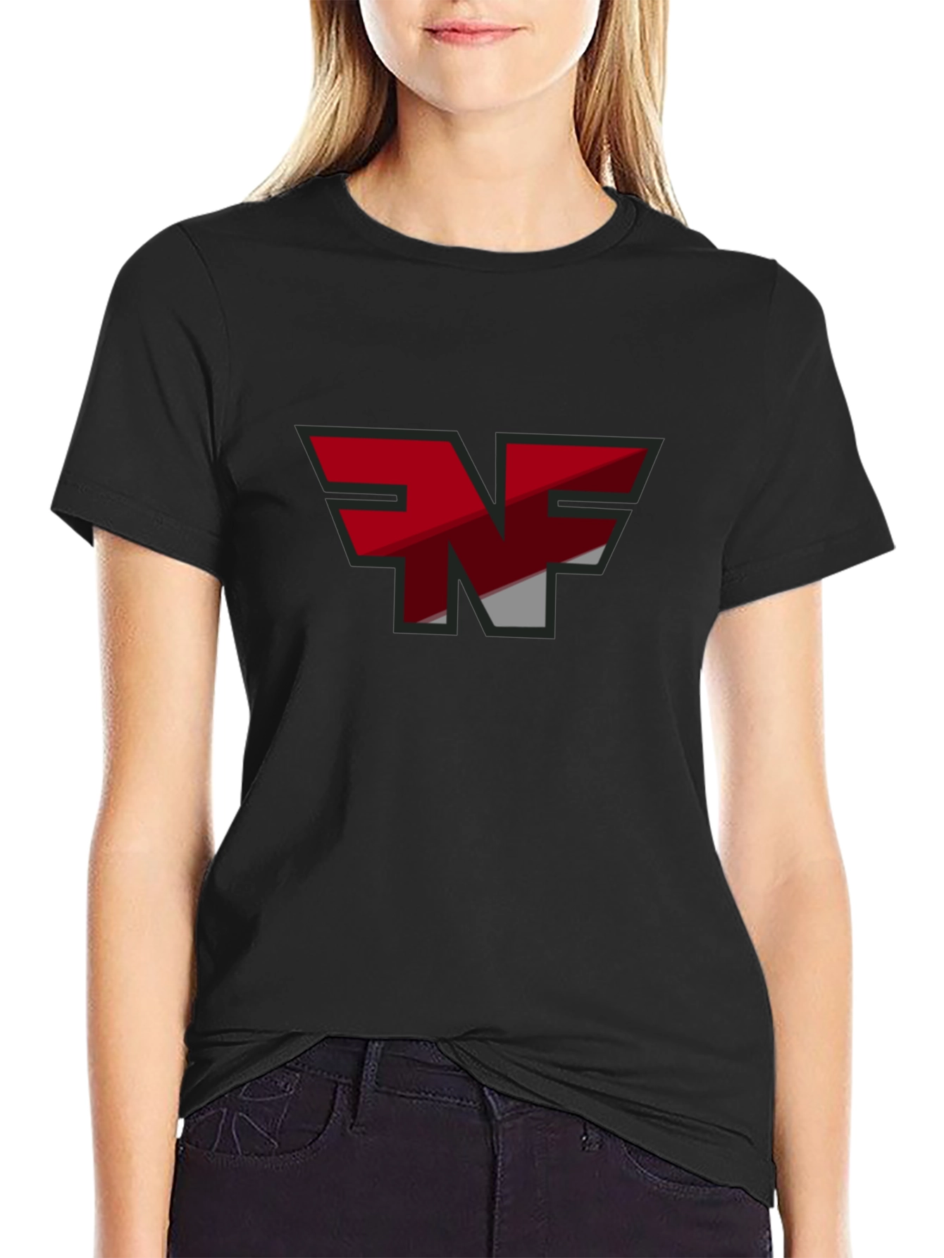 Black NF Logo Graphic T-Shirt - Black Cotton Blend view 2