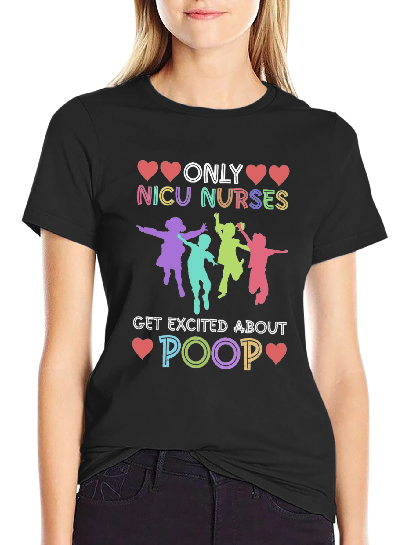 Black NICU Nurses Poop T-Shirt view 2