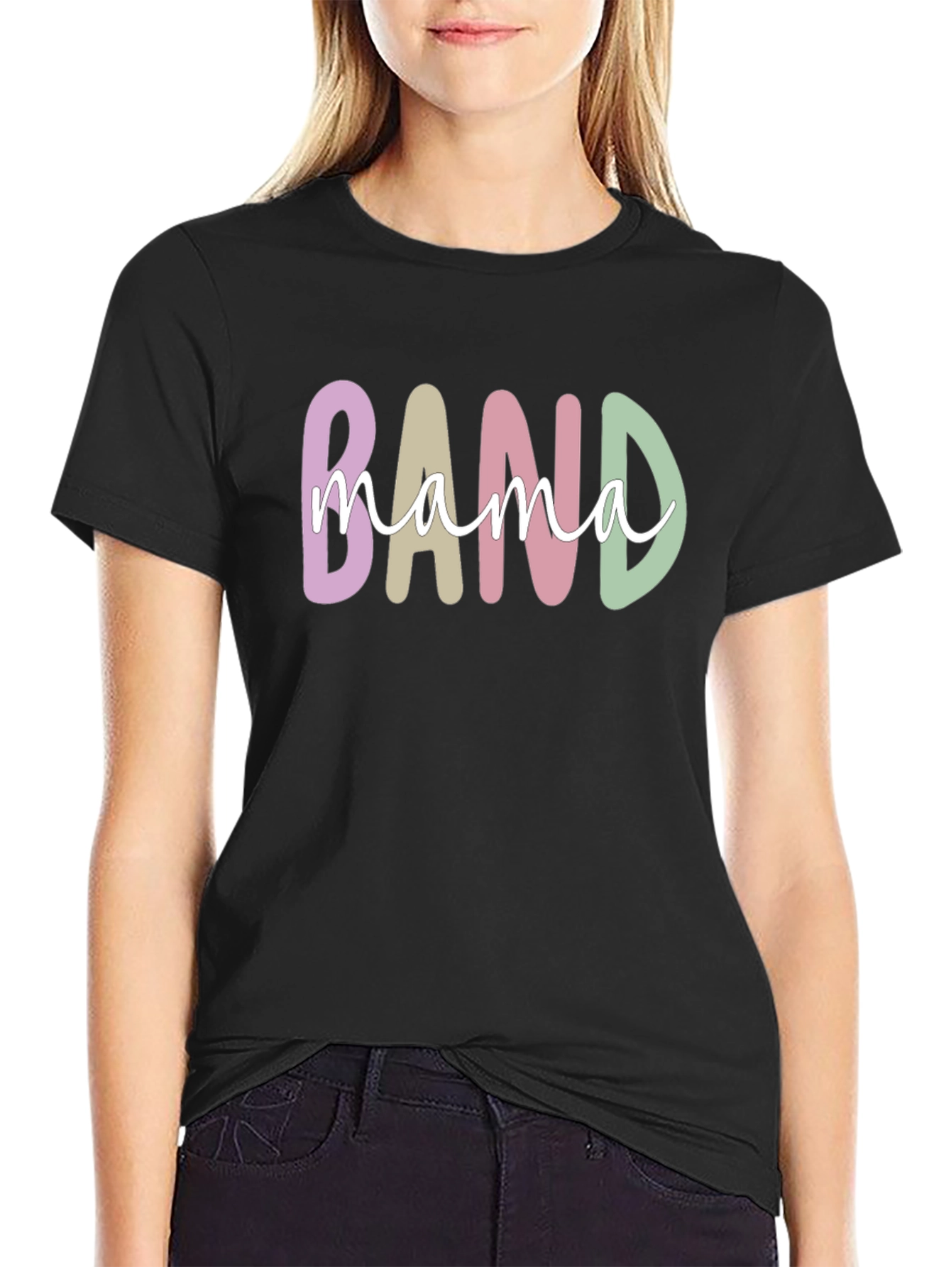 Black Band Mama T-Shirt - Stylish Musician Mom Tee view 2