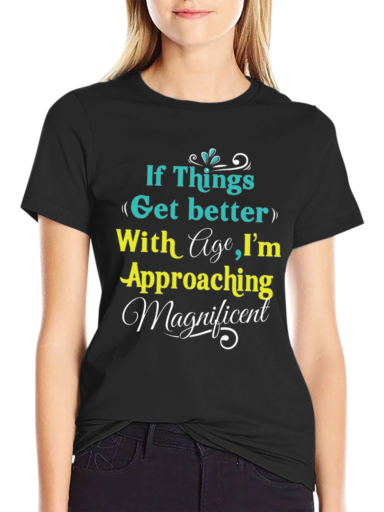 Black Funny Age T-Shirt: Approaching Magnificent view 2