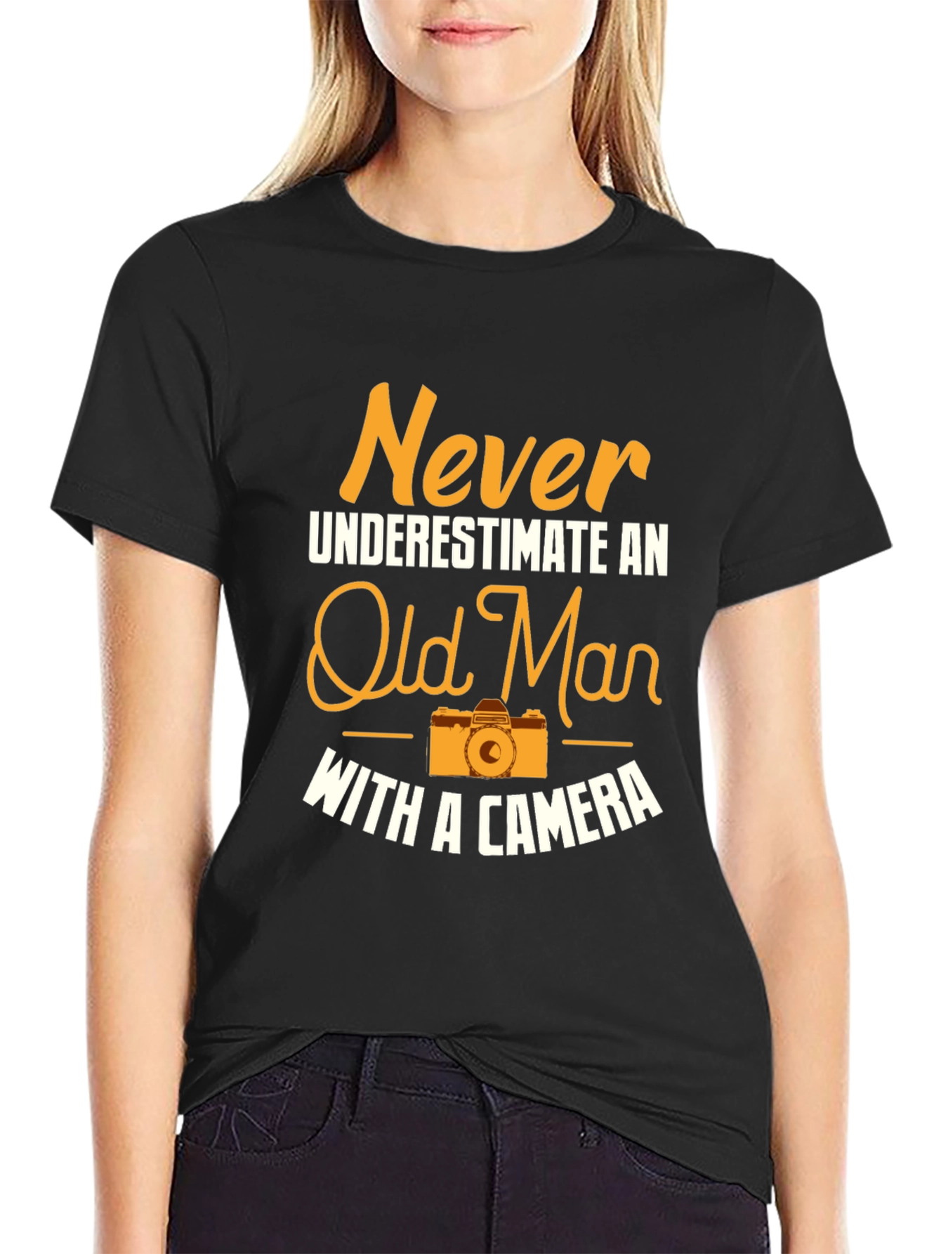 Black Never Underestimate Old Man T-Shirt view 2