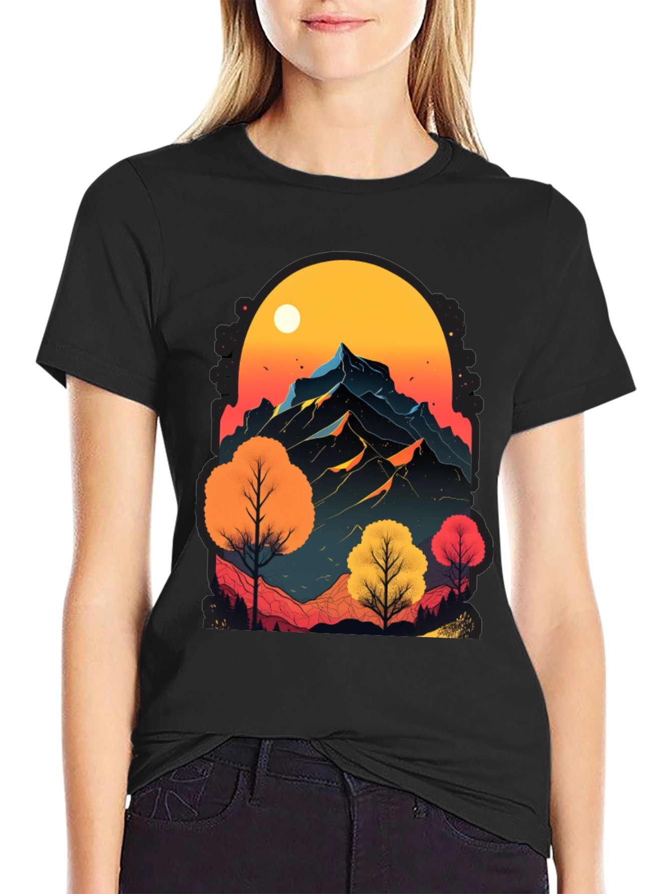 Black Mountain Sunset Graphic Tee - Nature Inspired Design view 2