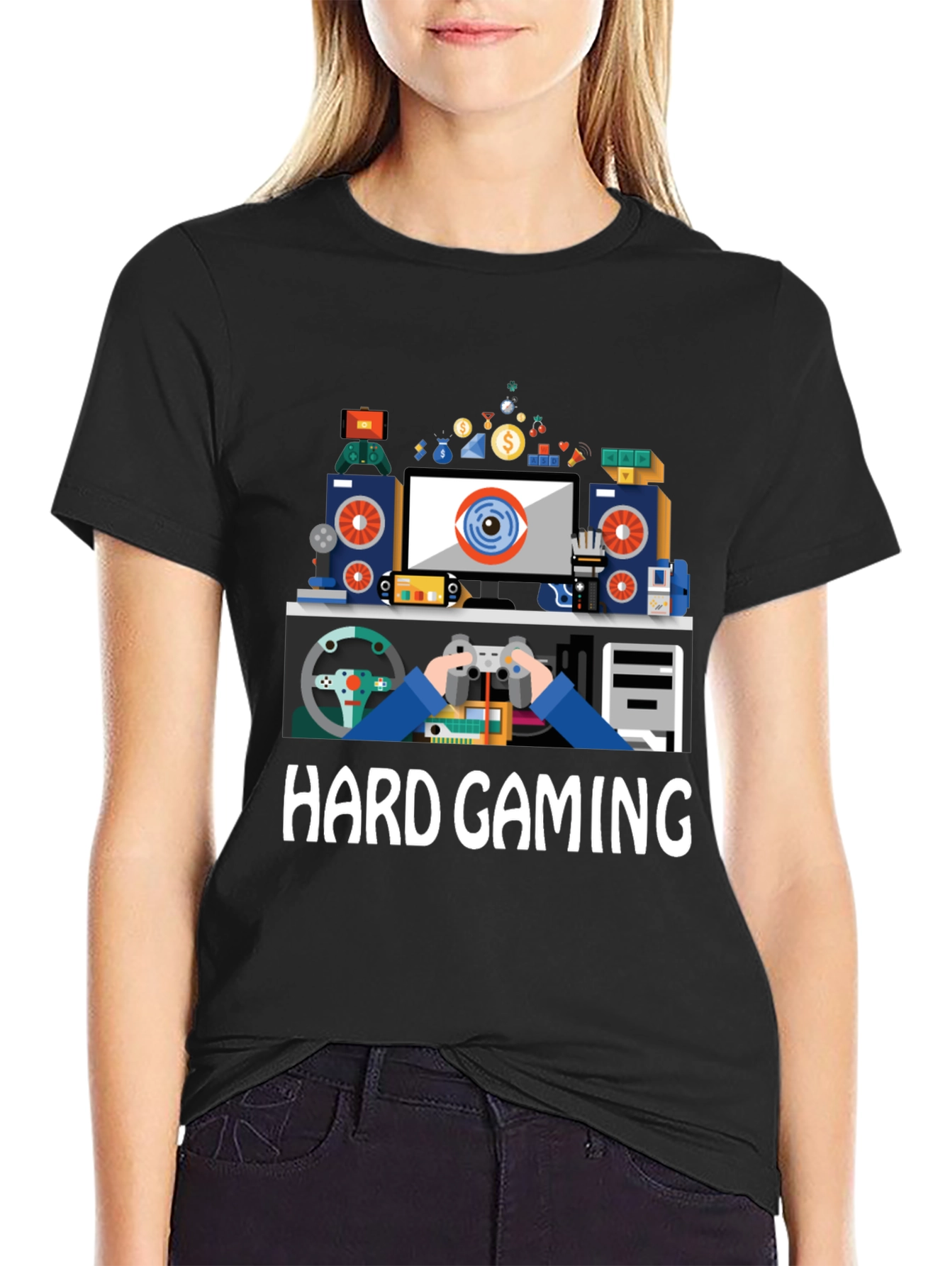 Black Hard Gaming T-Shirt - Gamer Life Apparel view 2