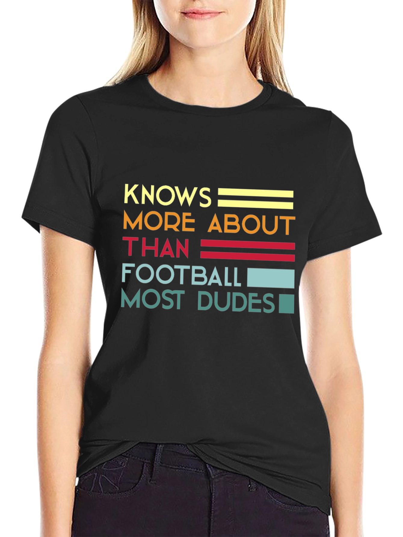 Black Knows More About Than Football Graphic T-Shirt view 2