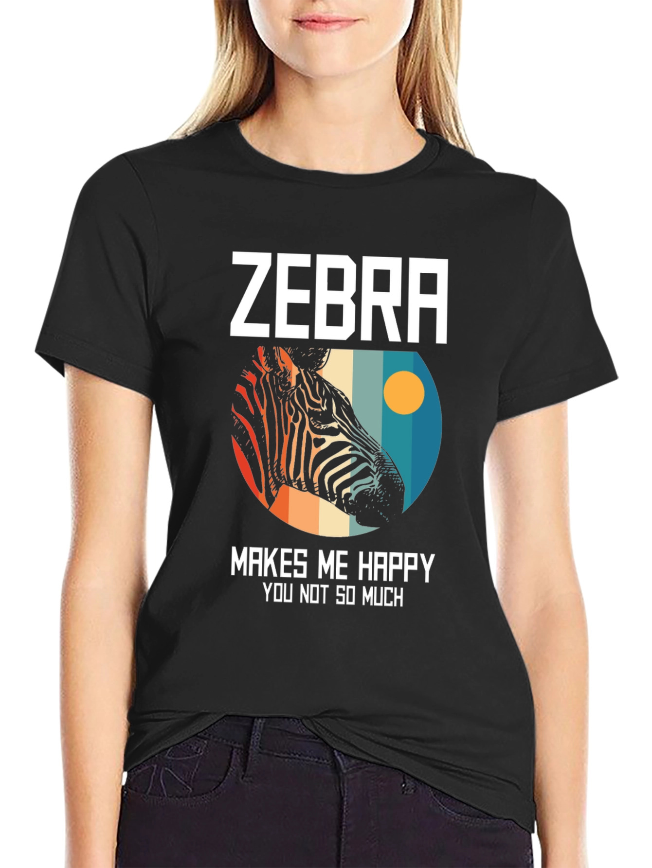 Black Zebra Makes Me Happy Graphic Tee view 2