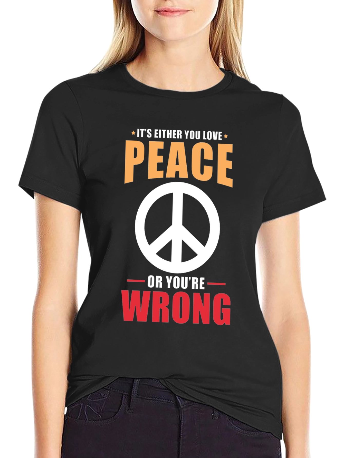 Black Peace Love Wrong T-Shirt view 2