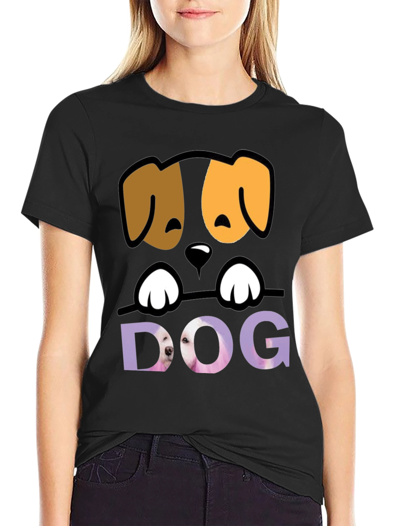 Black Cute Dog Graphic Tee - Men's Black T-Shirt view 2
