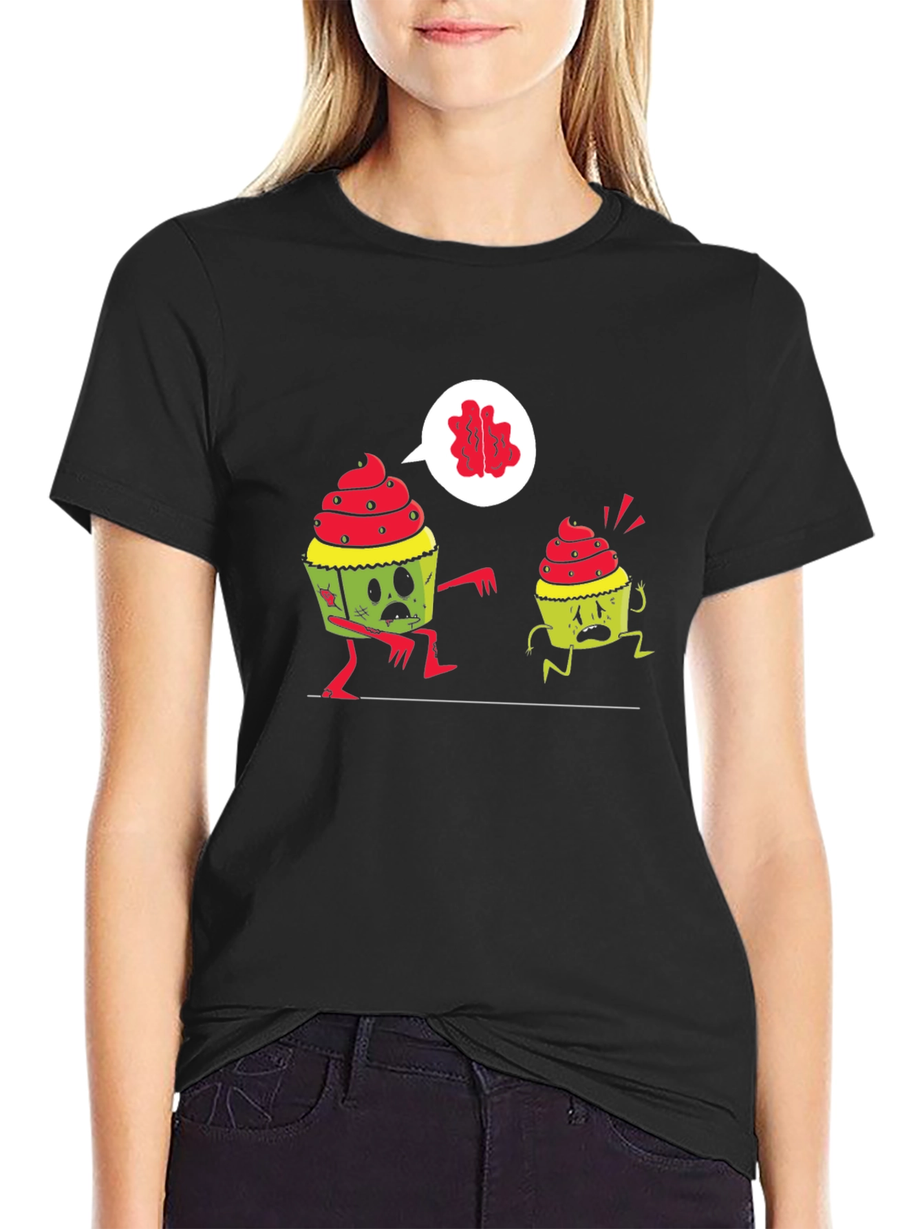 Black Zombie Cupcake T-Shirt - Brains! view 2