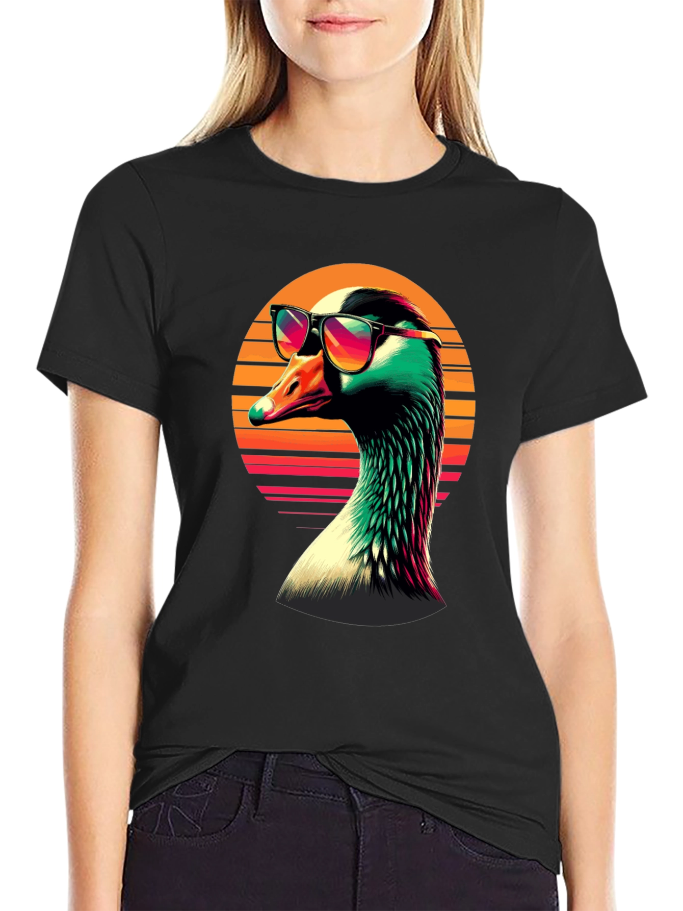 Black Retro Goose T-Shirt view 2
