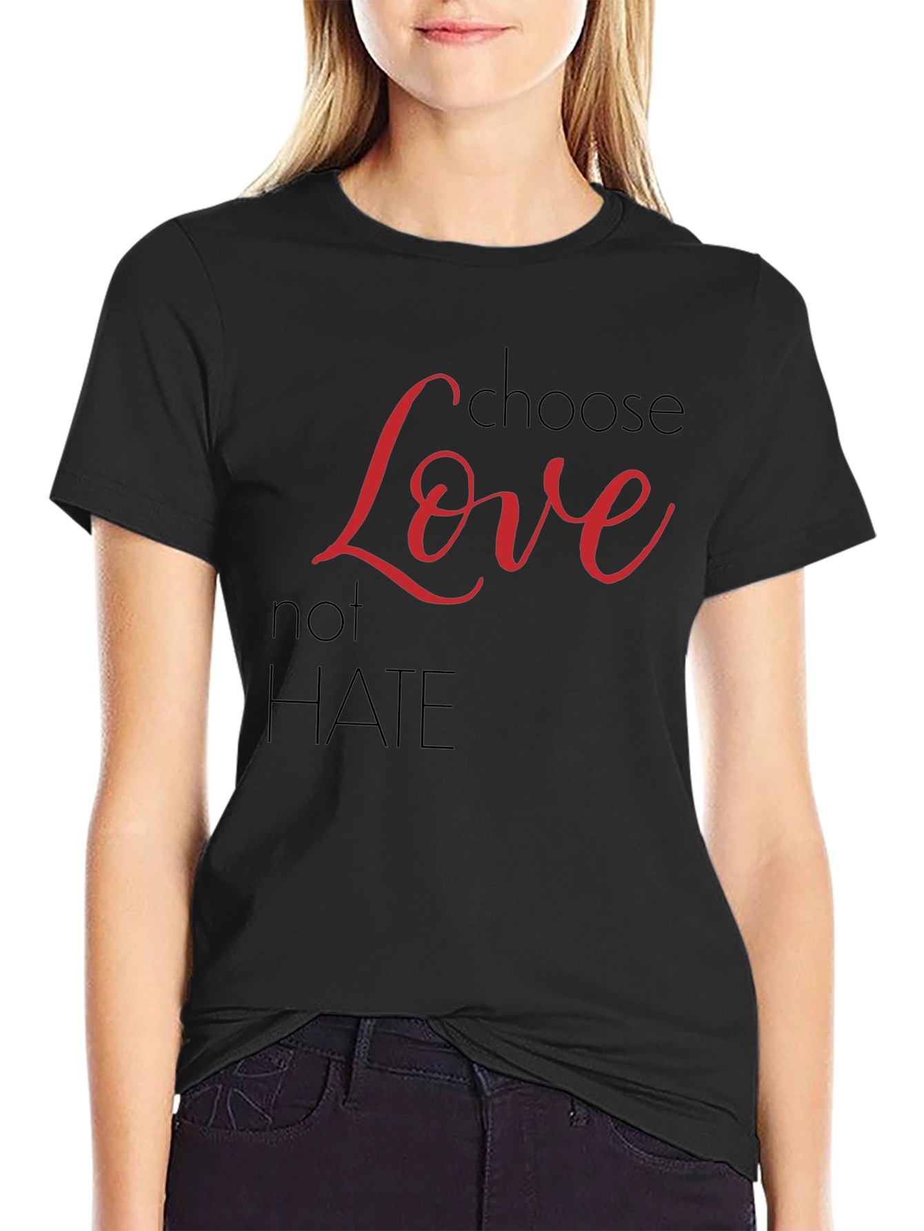 Black Choose Love Not Hate Graphic T-Shirt view 2