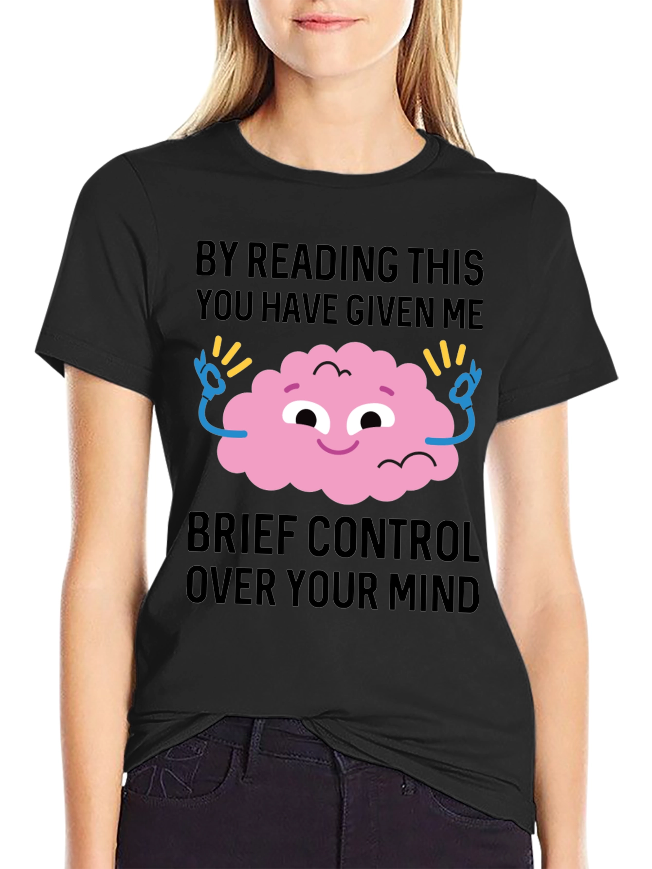 Black Mind Control T-Shirt - Funny Brain Tee view 2