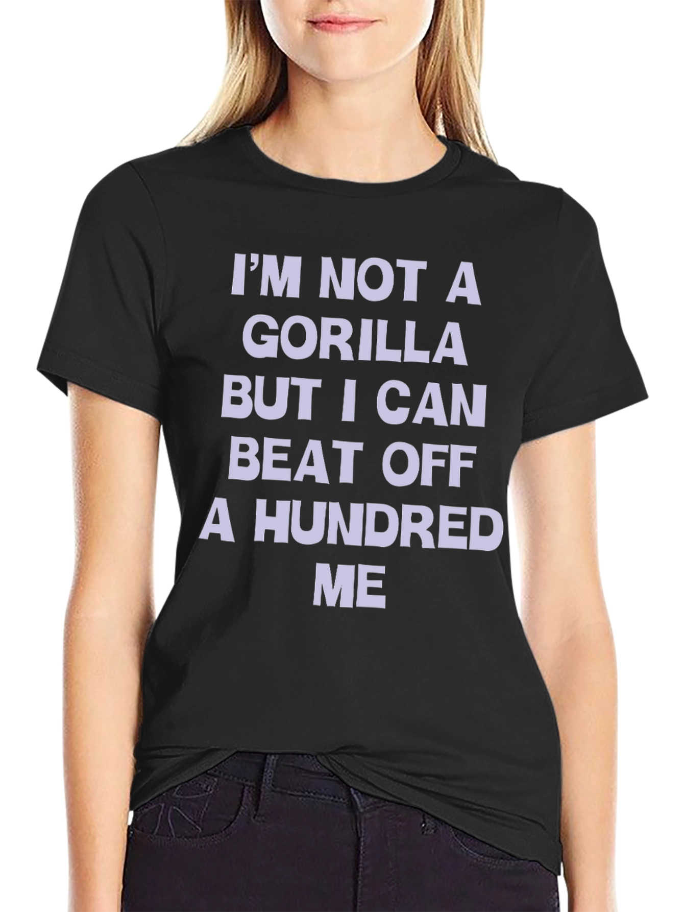Black Funny Gorilla Beat Off T-Shirt view 2
