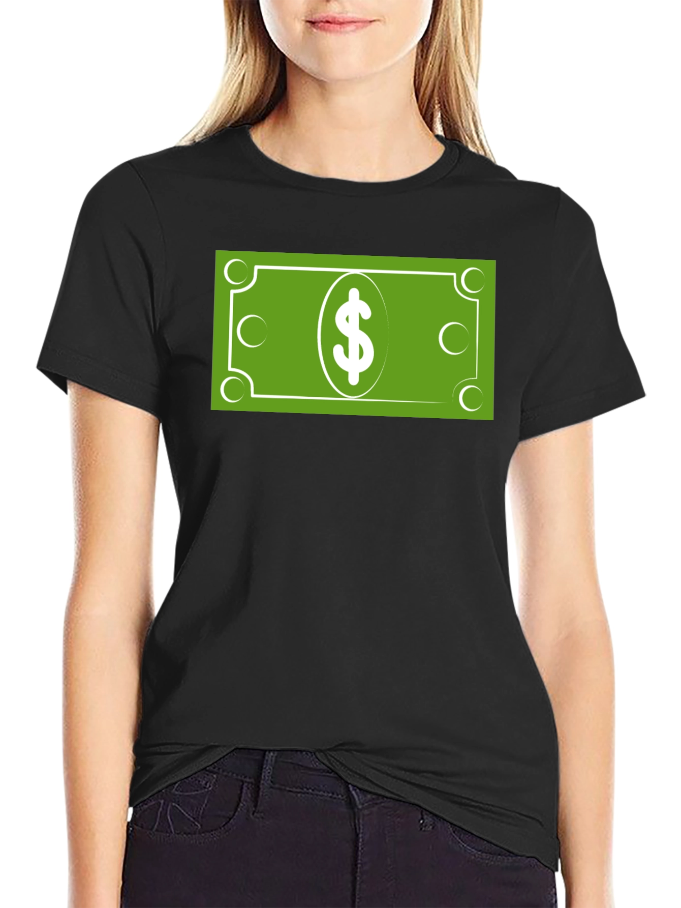 Black Money Graphic T-Shirt - Cool Casual Wear view 2